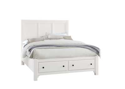 Image for Cool Farmhouse-Soft White Queen Panel Bed With Storage Footboard