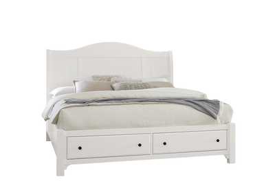 Image for Cool Farmhouse-Soft White Queen Sleigh Bed With Storage Footboard