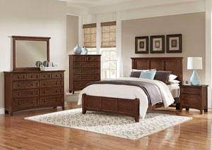 Image for Bonanza Cherry Queen Panel Bed w/Dresser and Mirror