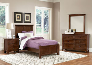 Bonanza Cherry Full Panel Bed w/Dresser and Mirror