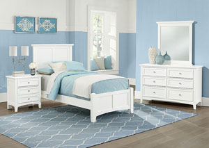 Bonanza White Full Panel Bed w/Dresser and Mirror