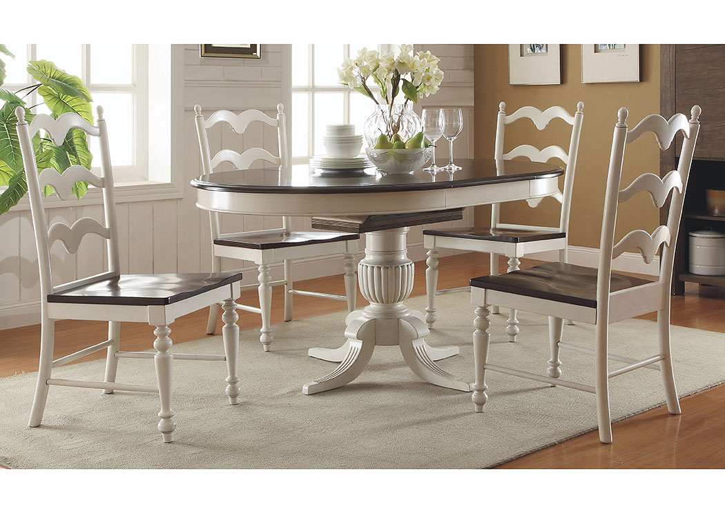 Cambridge - Molasses/White 60" Ped Table w/18" Butterfly Leaf,Winners Only