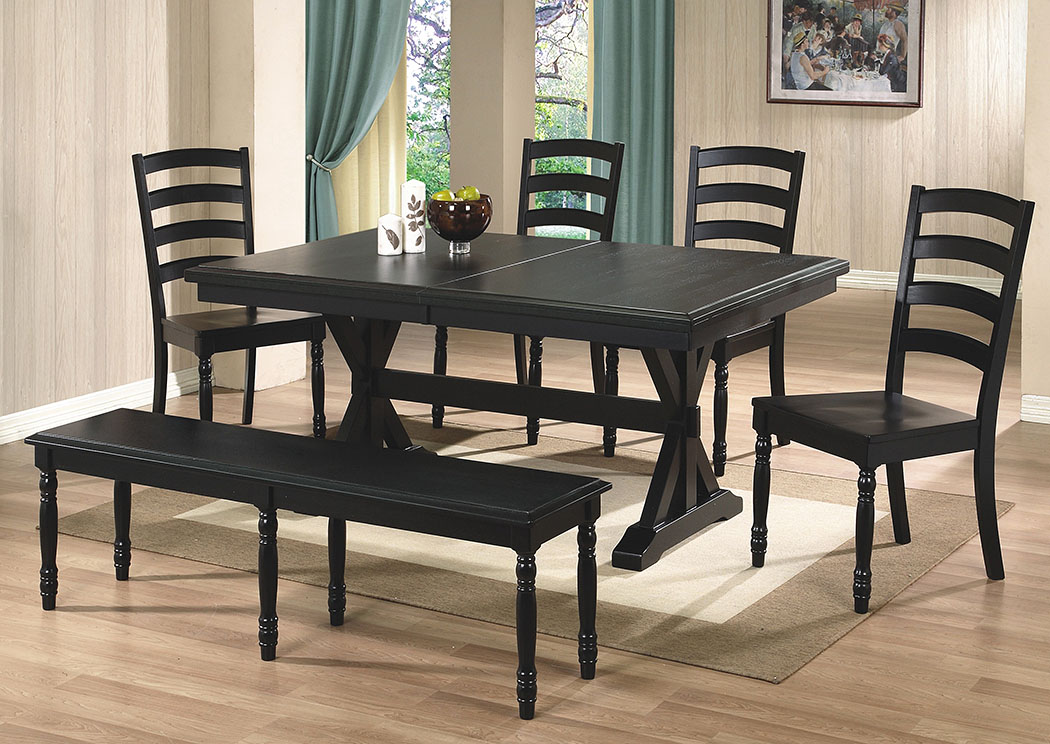 Quails Run - Ebony 84" Table w/1-18" Butterfly Leaf,Winners Only