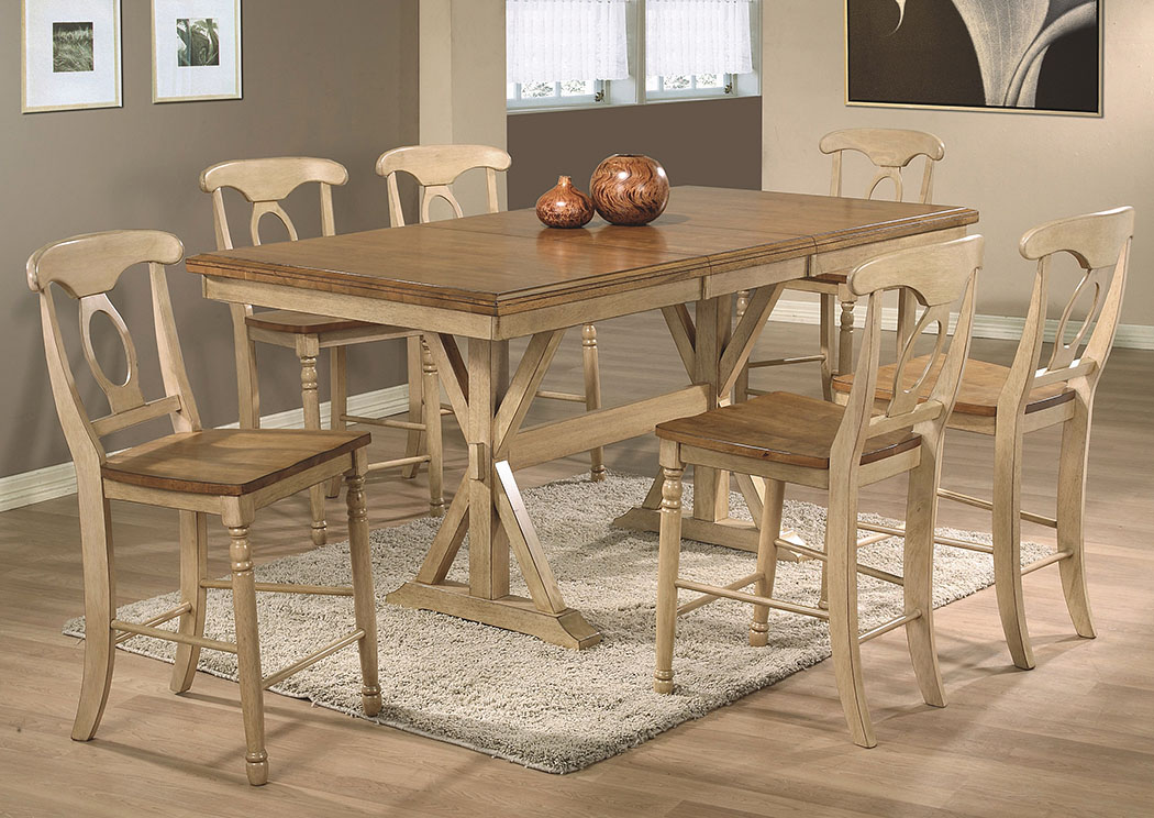 Quails Run - Almond/Wheat 78" Tall Table w/1-18" Butterfly Leaf,Winners Only