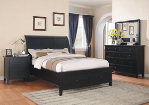 Image for Vintage - Ebony Sleigh Storage Full Bed