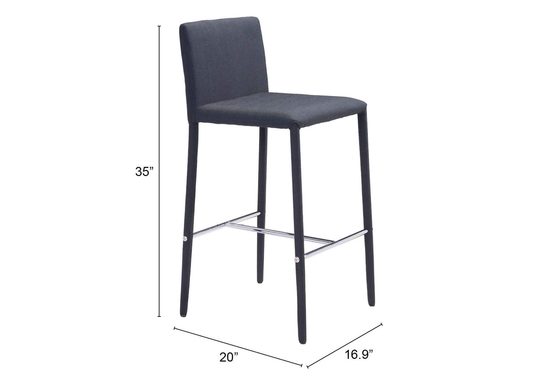 Confidence Counter Stool (Set Of 2) Black,Zuo