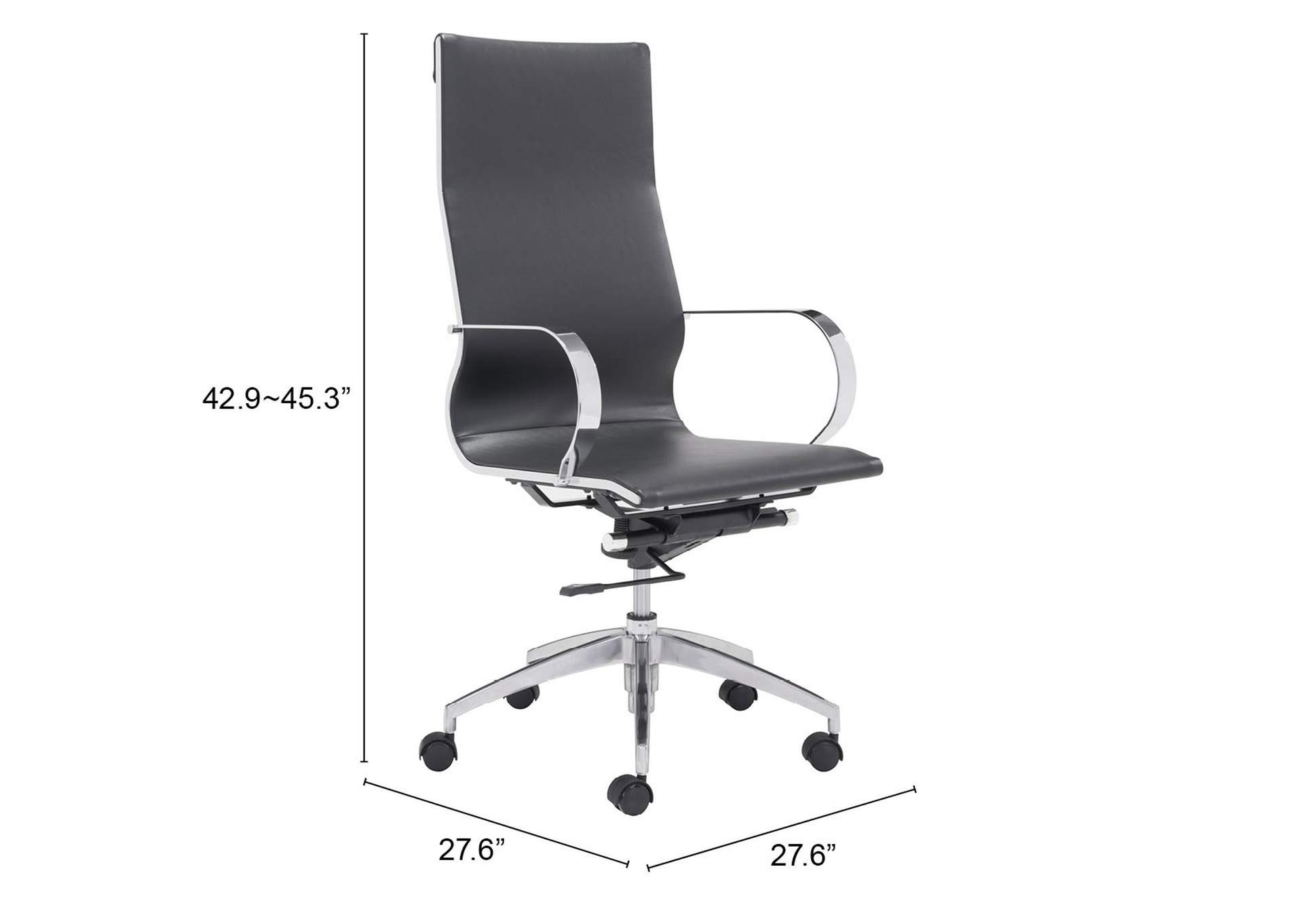 Glider High Back Office Chair Black,Zuo