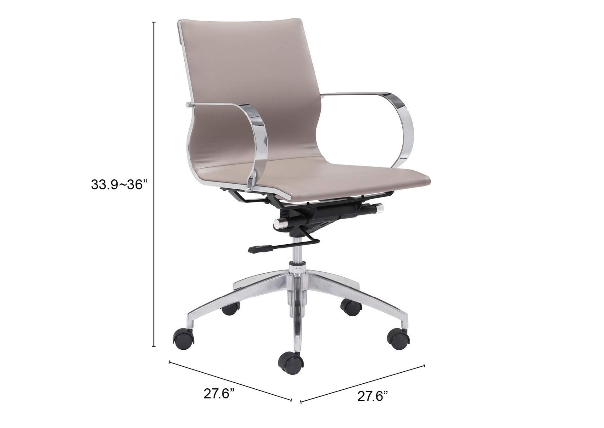 Glider Low Back Office Chair Taupe,Zuo