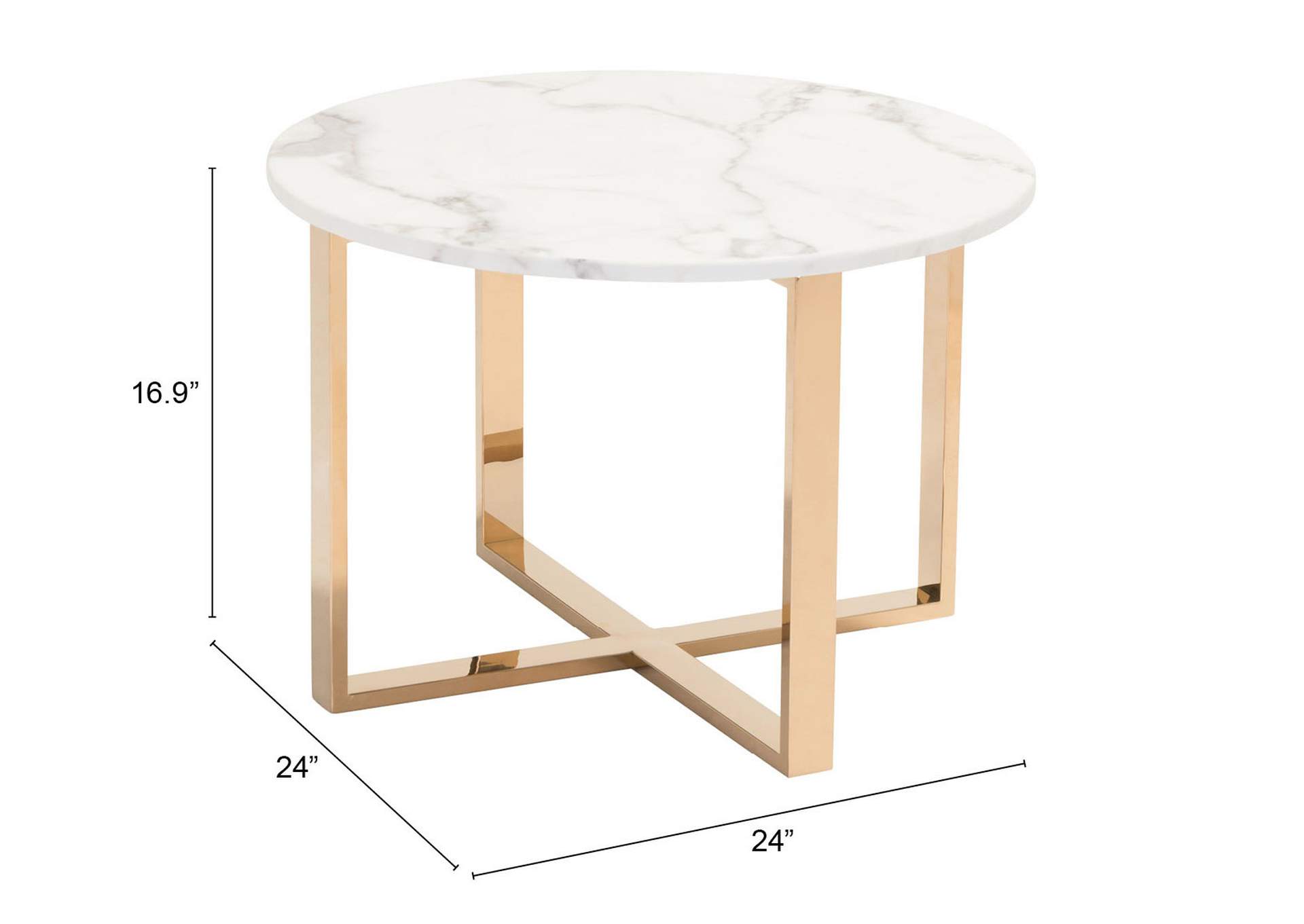 Globe End Table White & Gold,Zuo