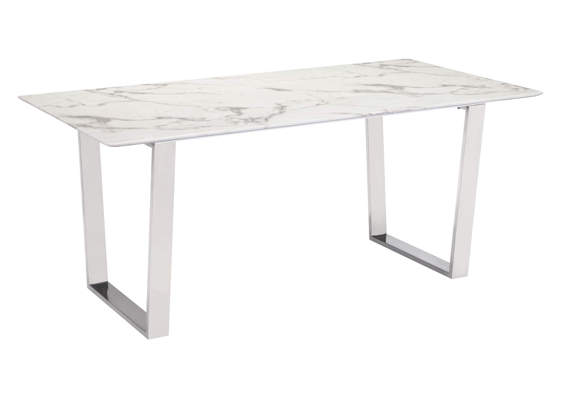 Atlas Dining Table White & Silver,Zuo