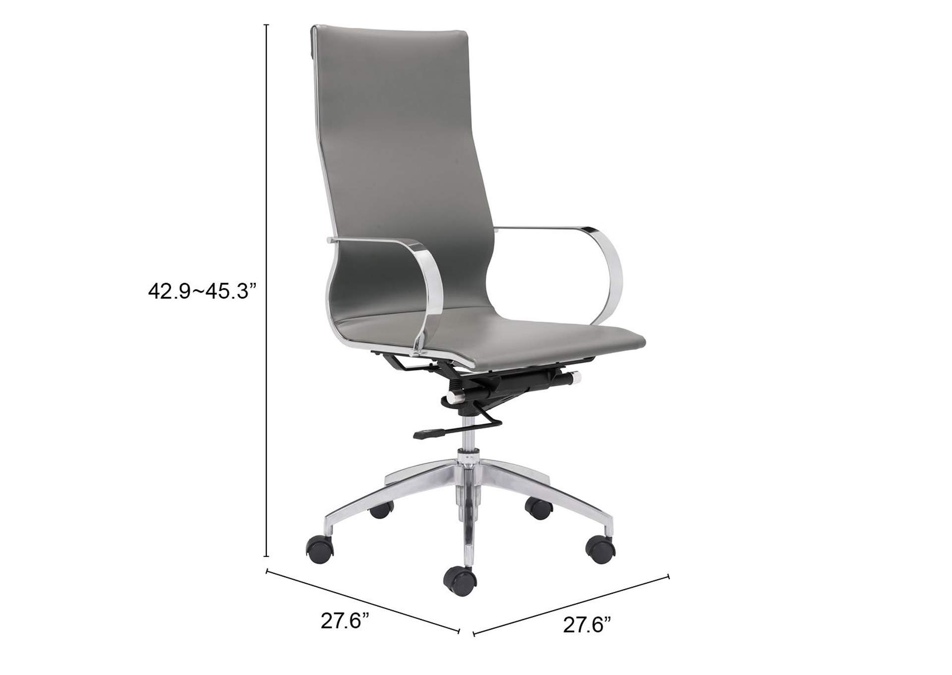 Glider High Back Office Chair Gray,Zuo
