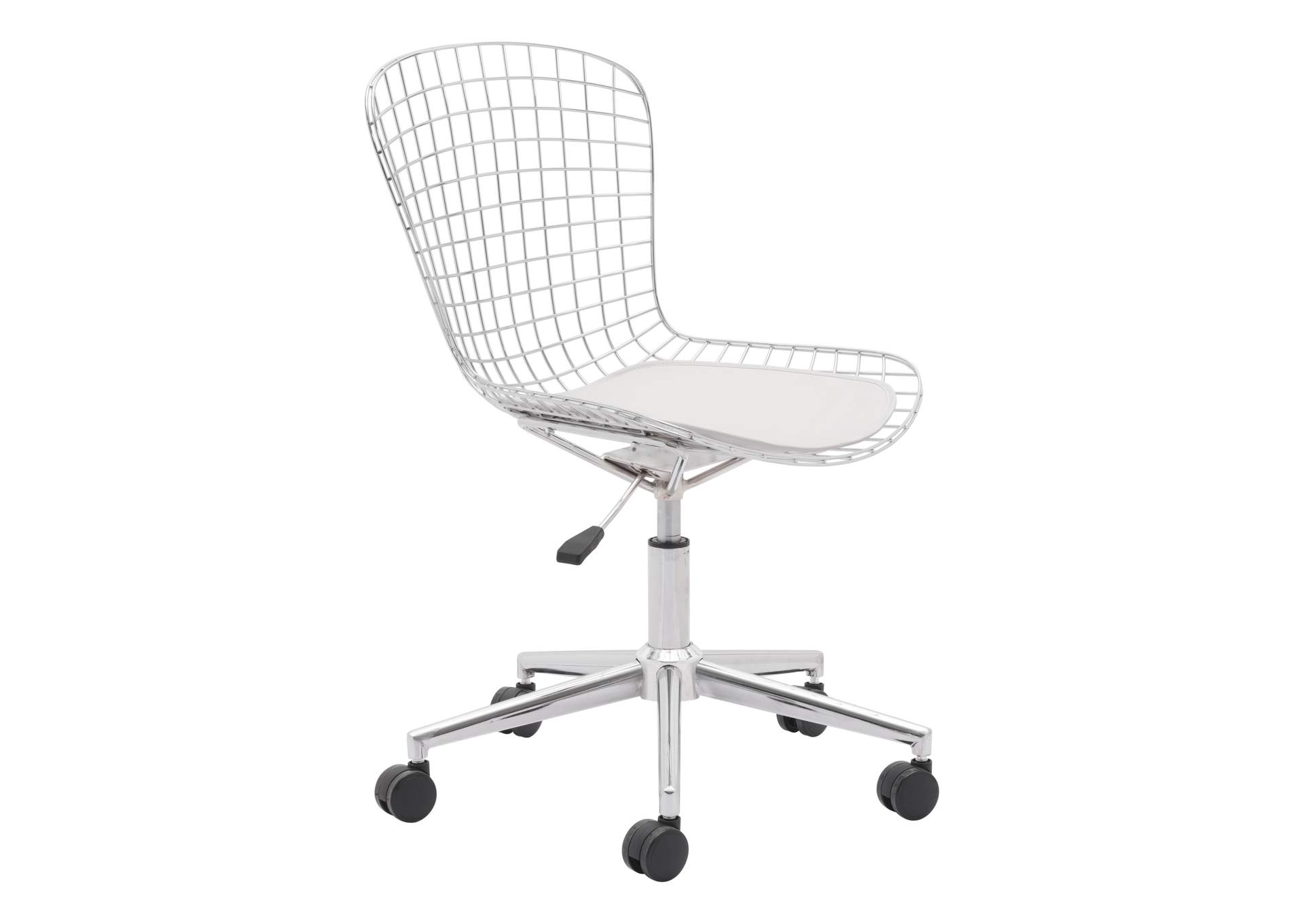 Wire Office Chair Chrome & White Cushion,Zuo