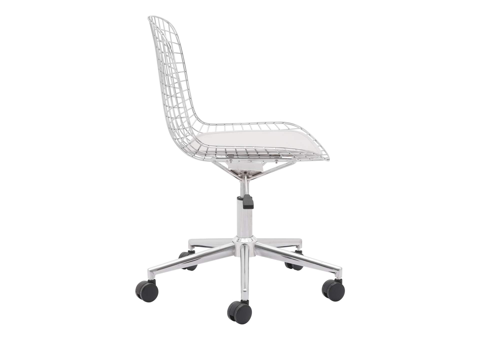 Wire Office Chair Chrome & White Cushion,Zuo