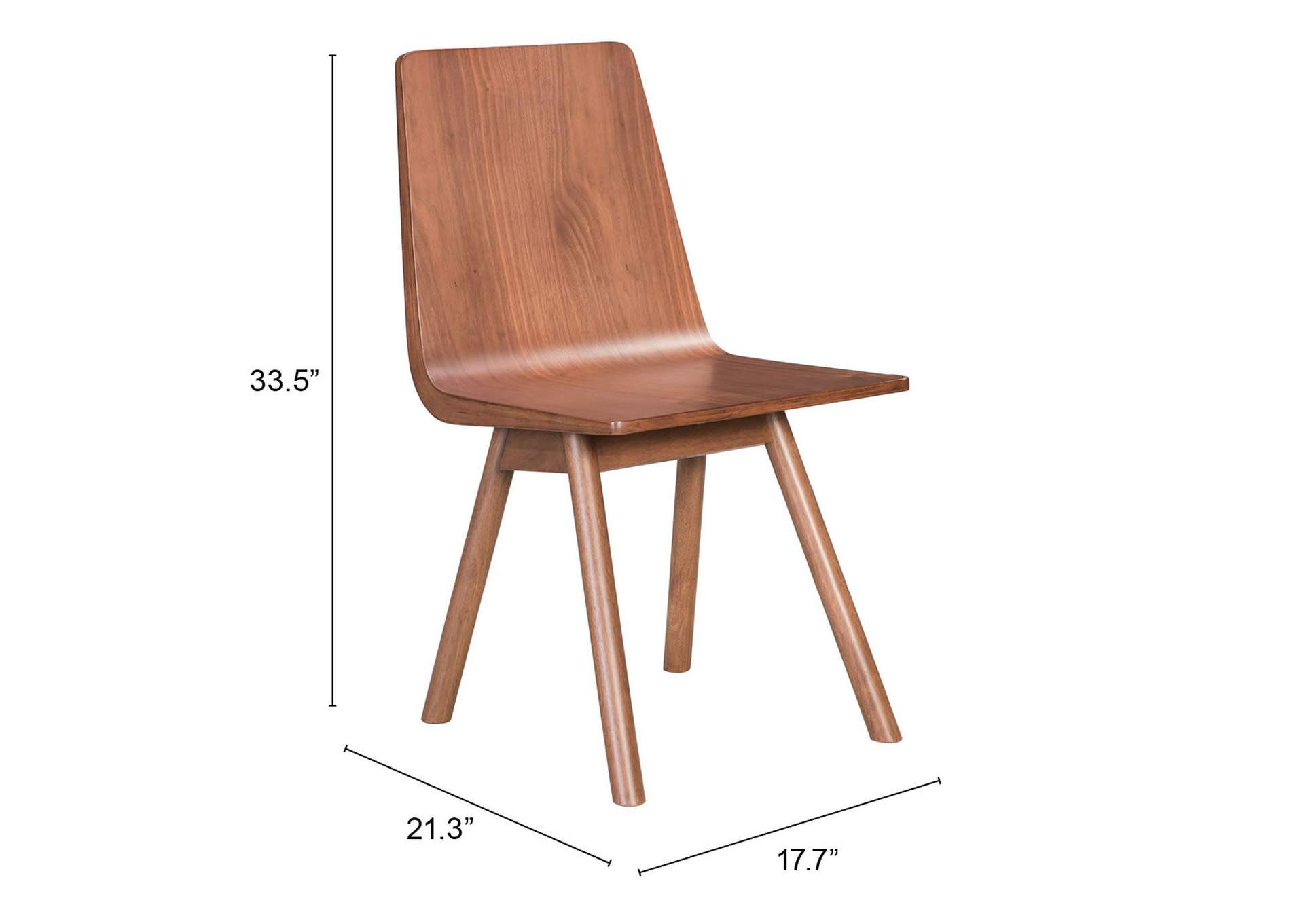Audrey Dining Chair (Set Of 2) Walnut,Zuo