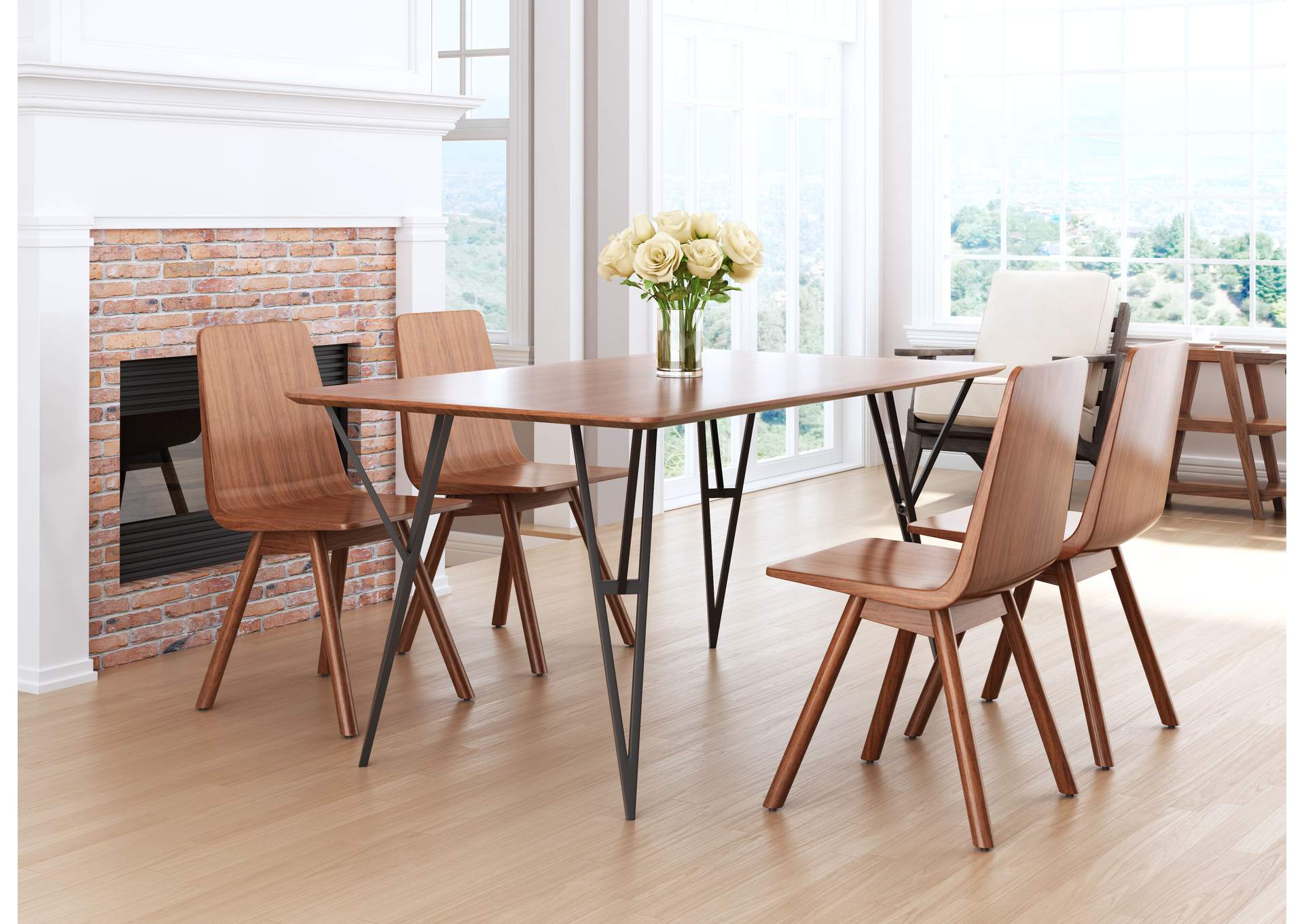 Audrey Dining Chair (Set Of 2) Walnut,Zuo