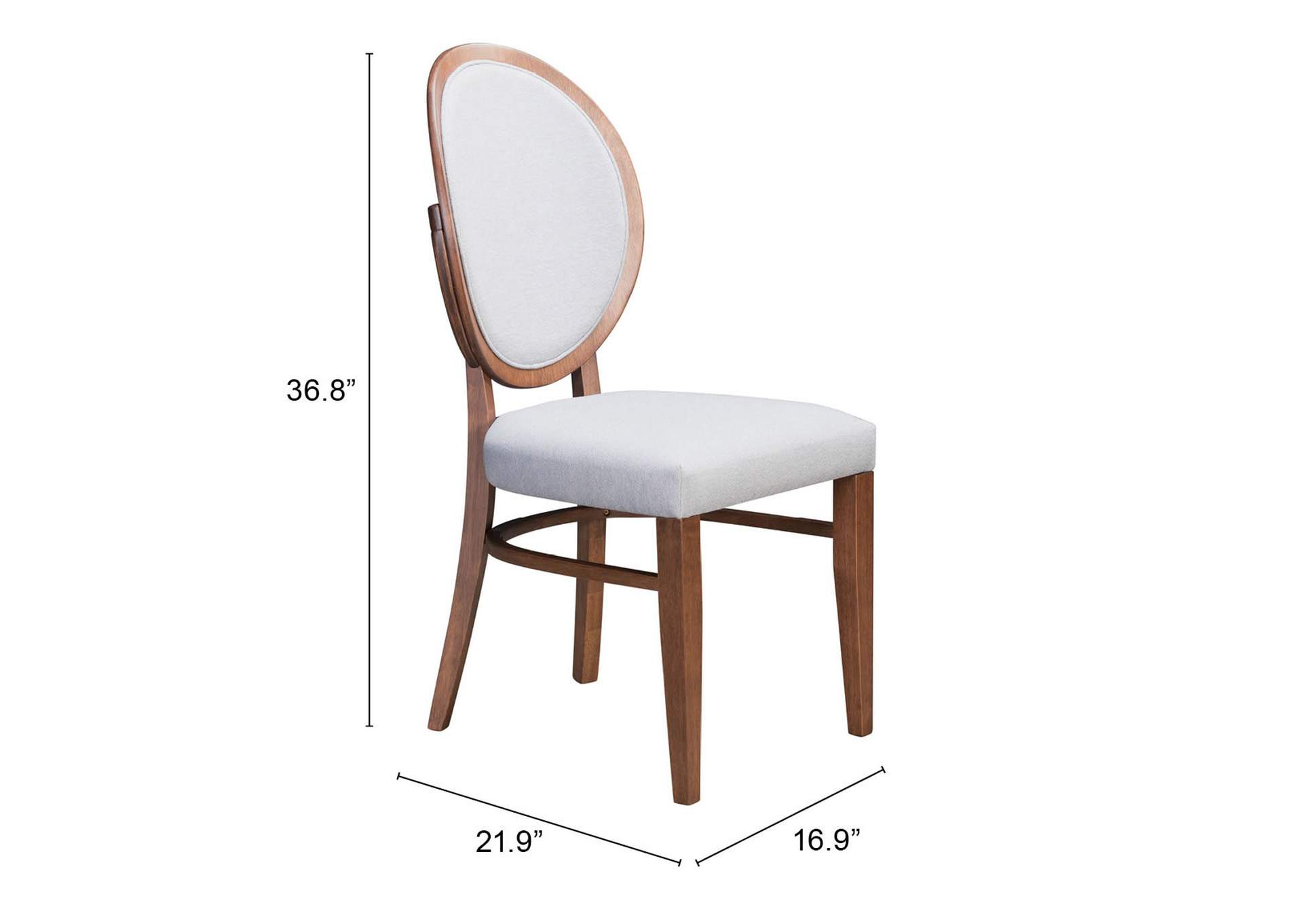 Regents Dining Chair (Set Of 2) Walnut & Light Gray,Zuo