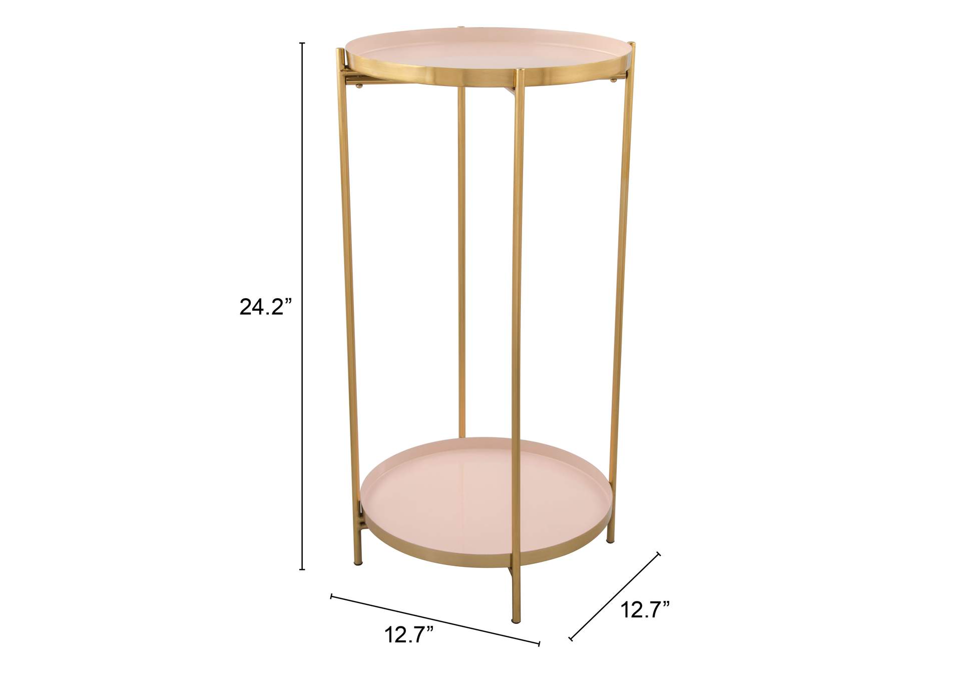 Jenna Side Table Pink & Gold,Zuo