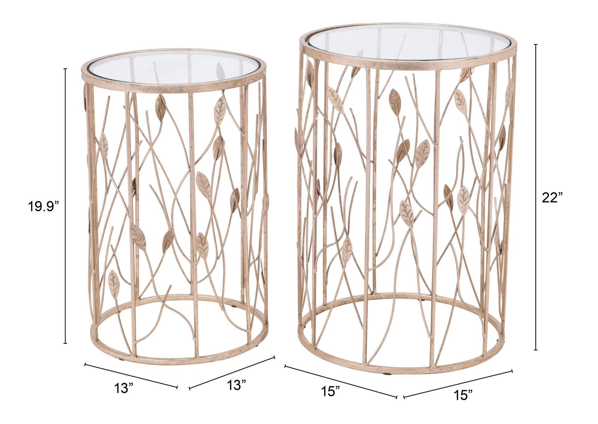 Set Of 2 Sage Side Tables Gold,Zuo