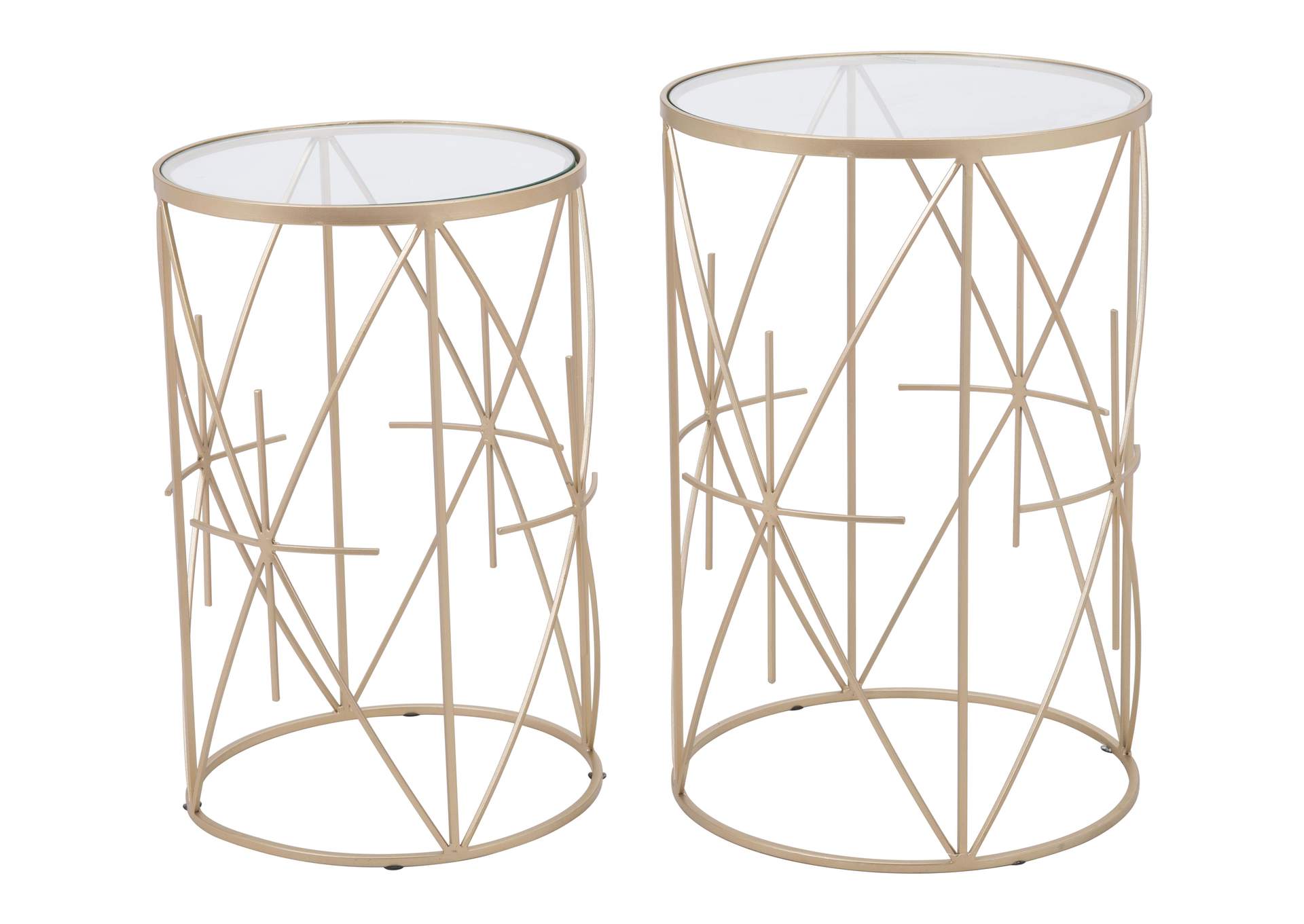 Set Of 2 Hadrian Side Tables Gold,Zuo