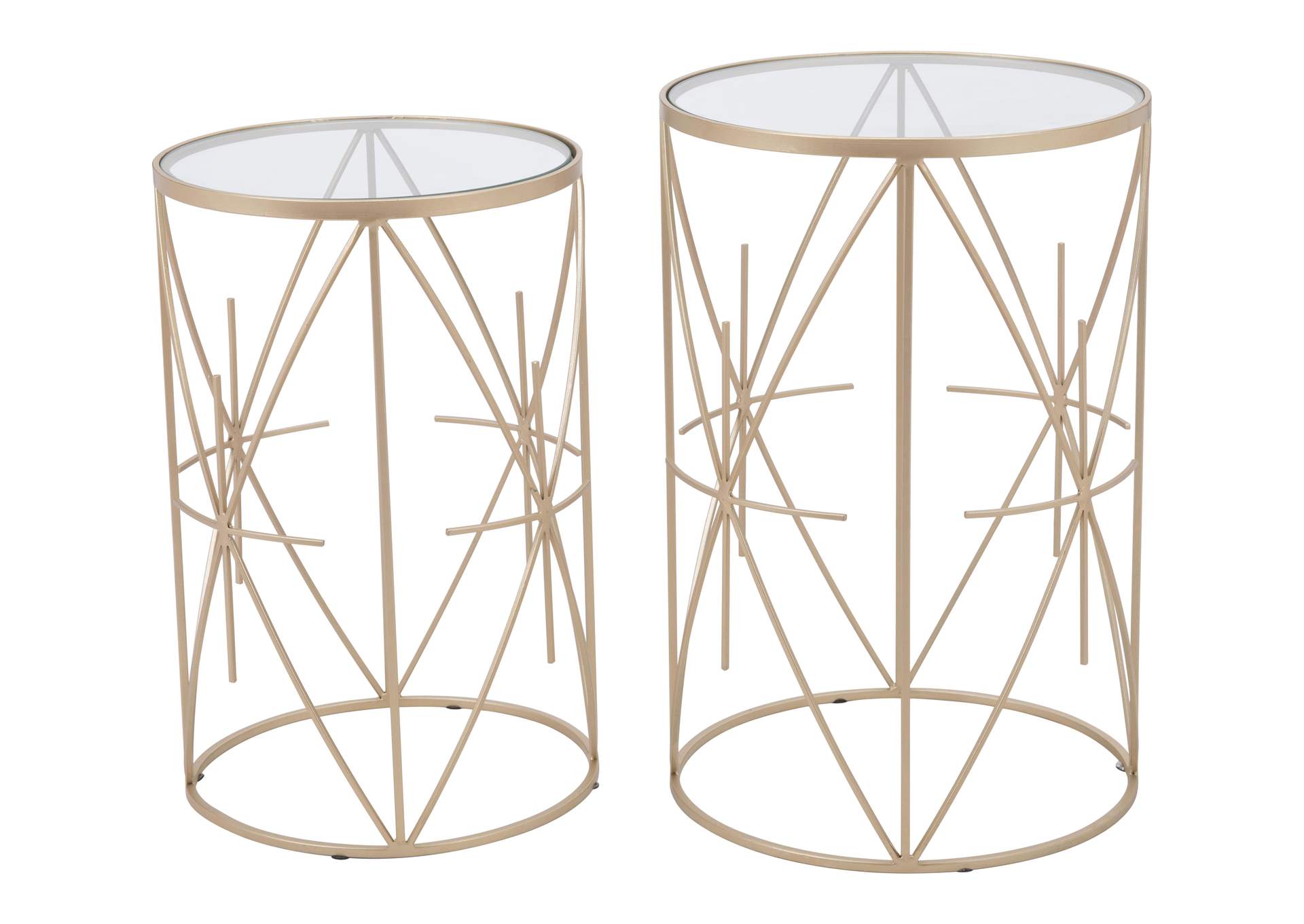 Set Of 2 Hadrian Side Tables Gold,Zuo