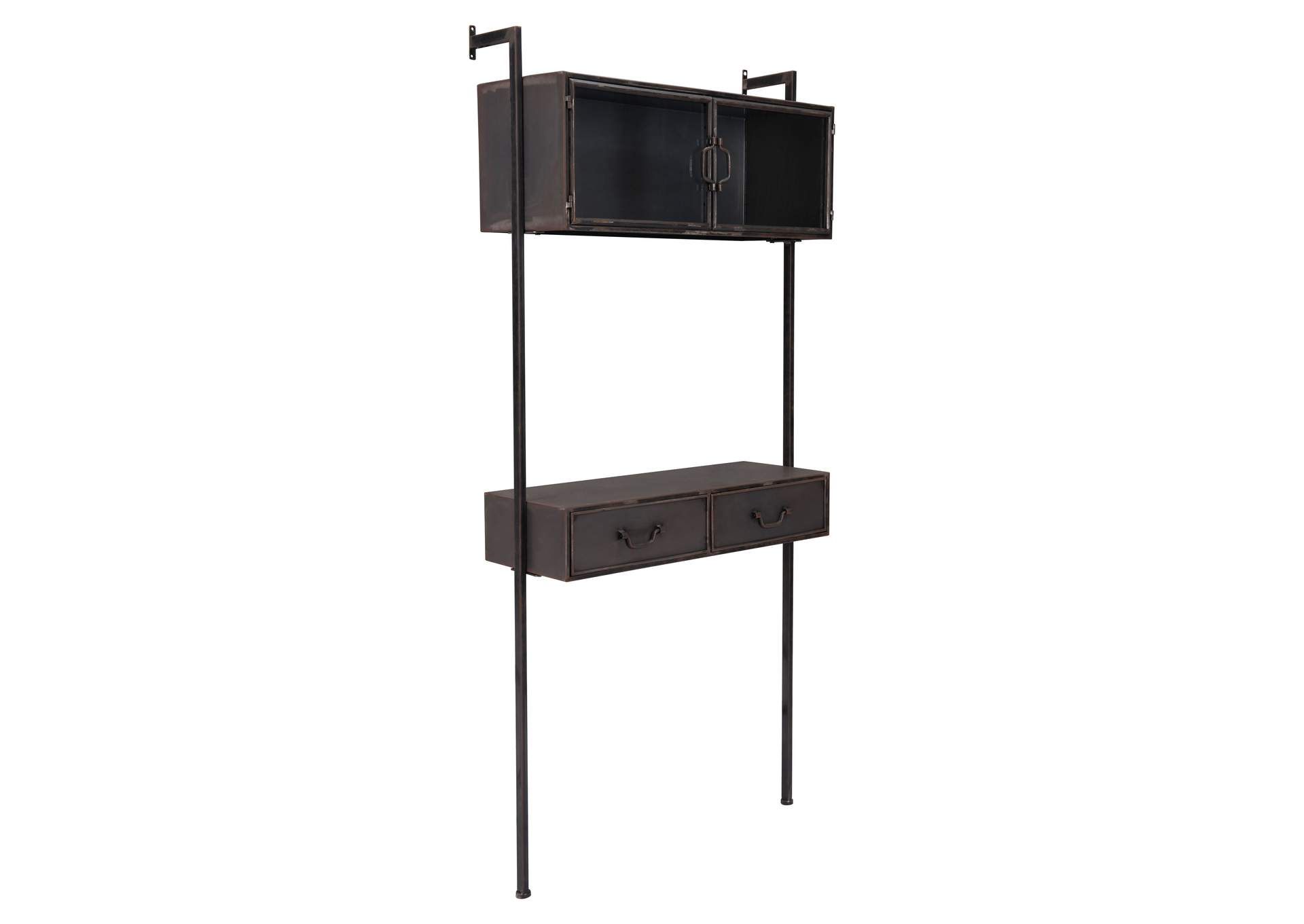 Industrial Wall Desk Distressed Black,Zuo