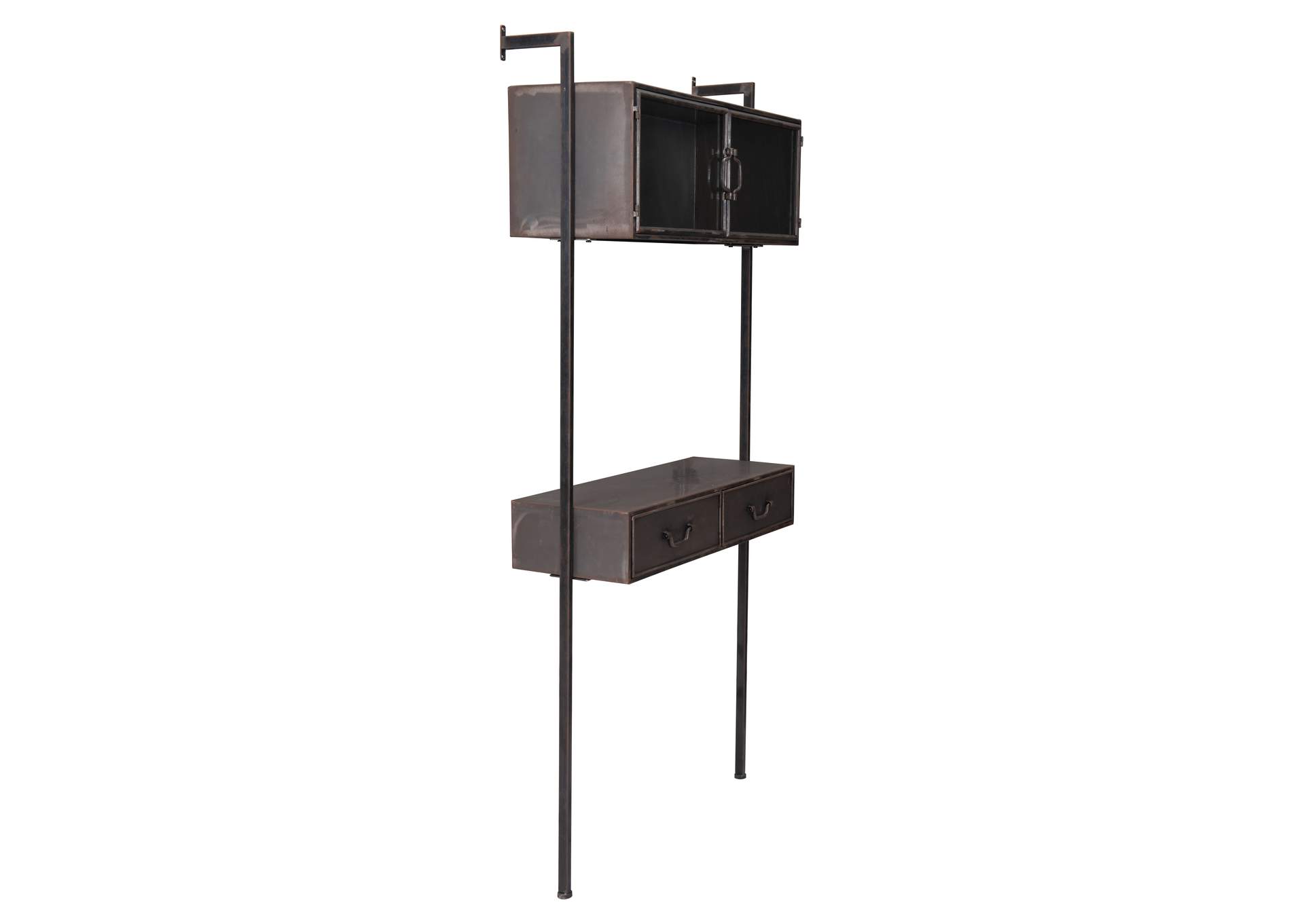 Industrial Wall Desk Distressed Black,Zuo