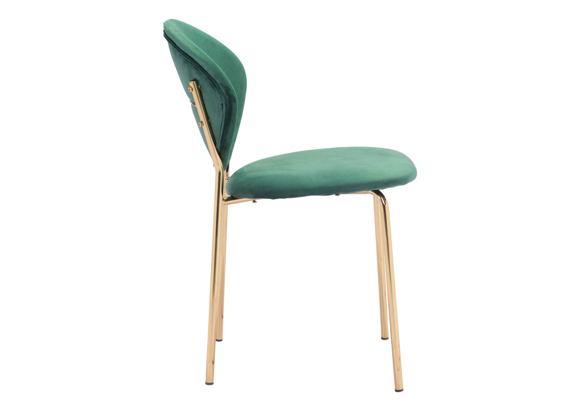 Clyde Dining Chair (Set Of 2) Green & Gold,Zuo