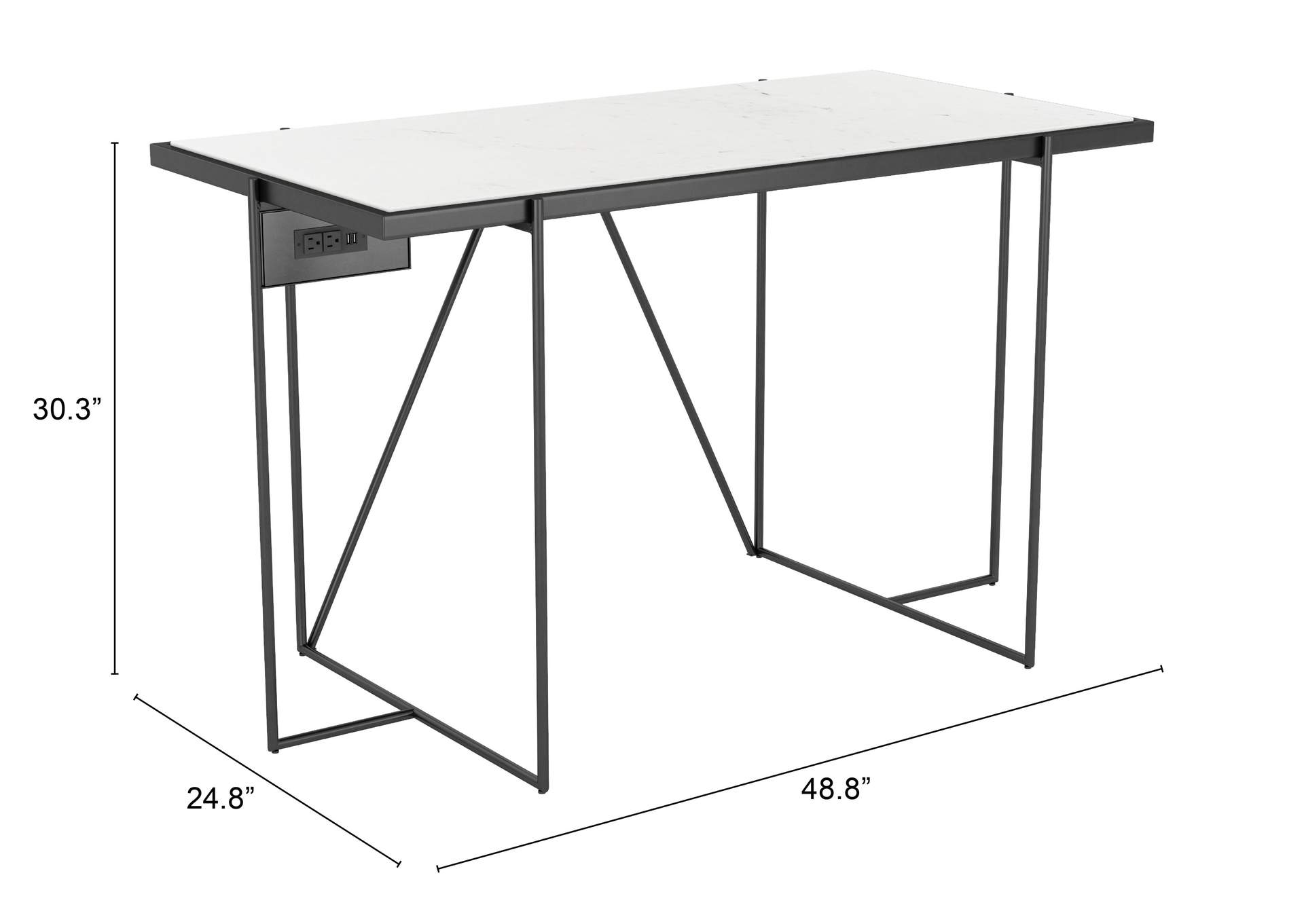 Winslett Marble Desk White & Black,Zuo