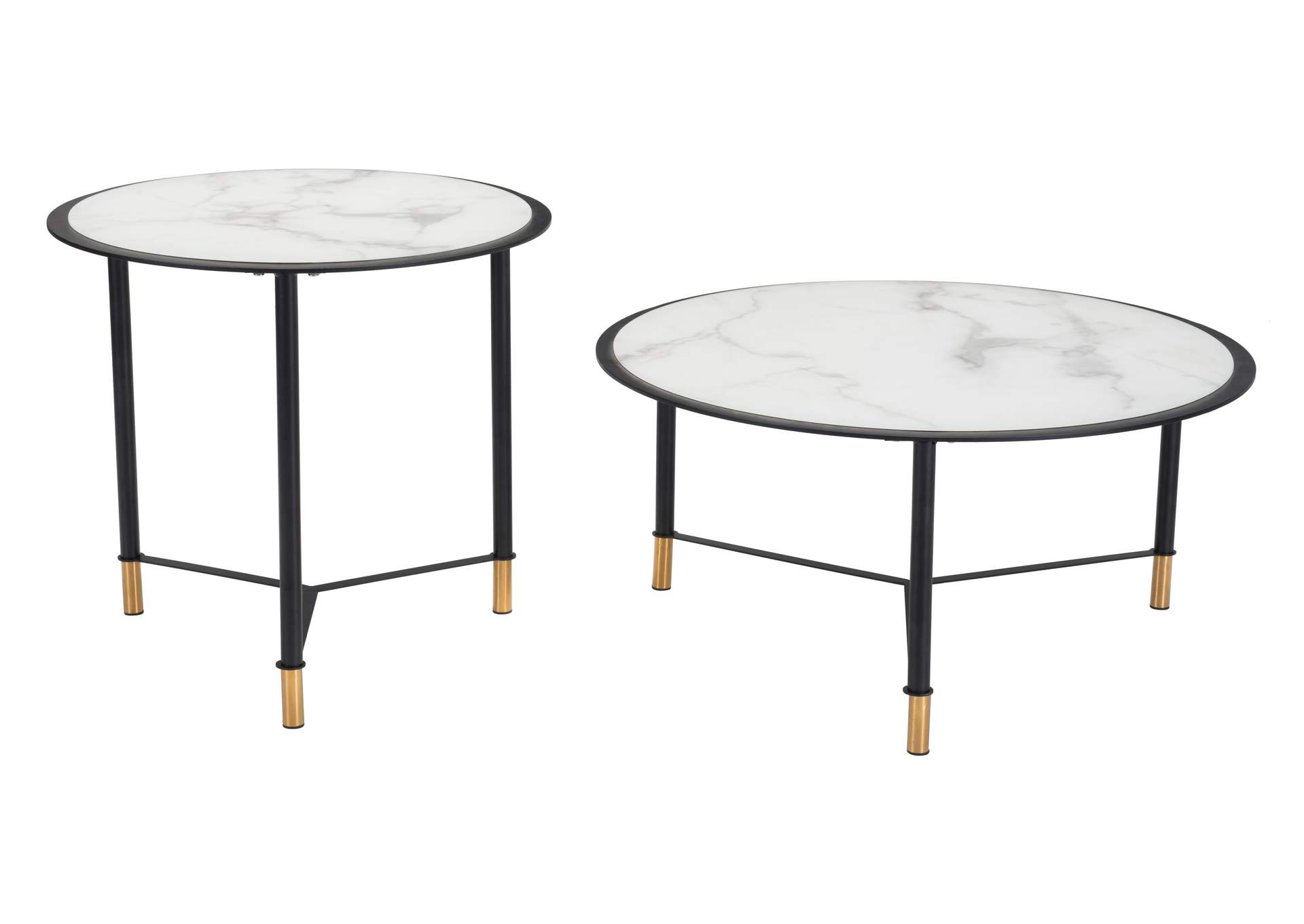 Set Of 2 Davis Coffee Tables White & Black,Zuo