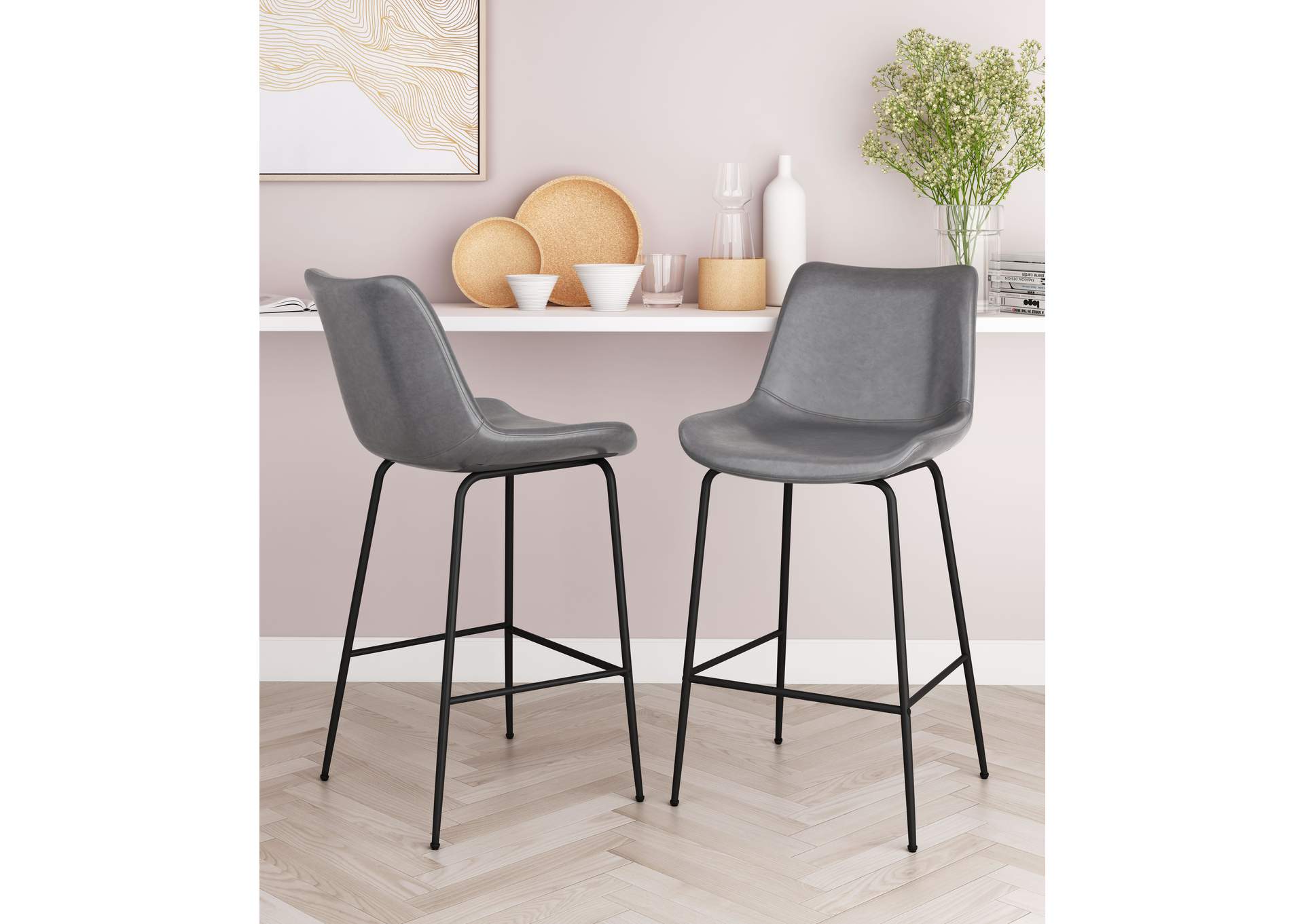 Byron Counter Stool Gray,Zuo