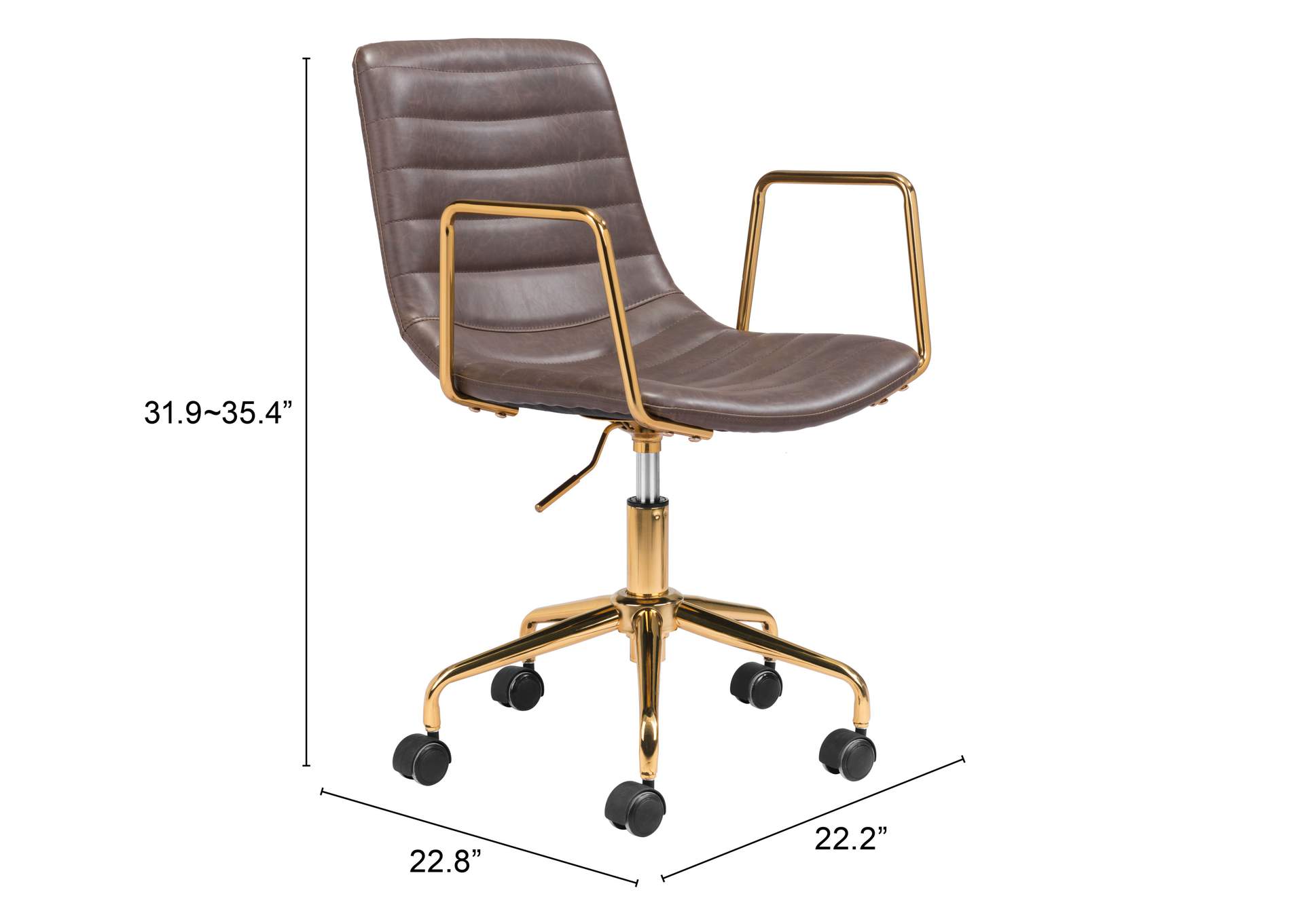 Eric Office Chair Brown & Gold,Zuo