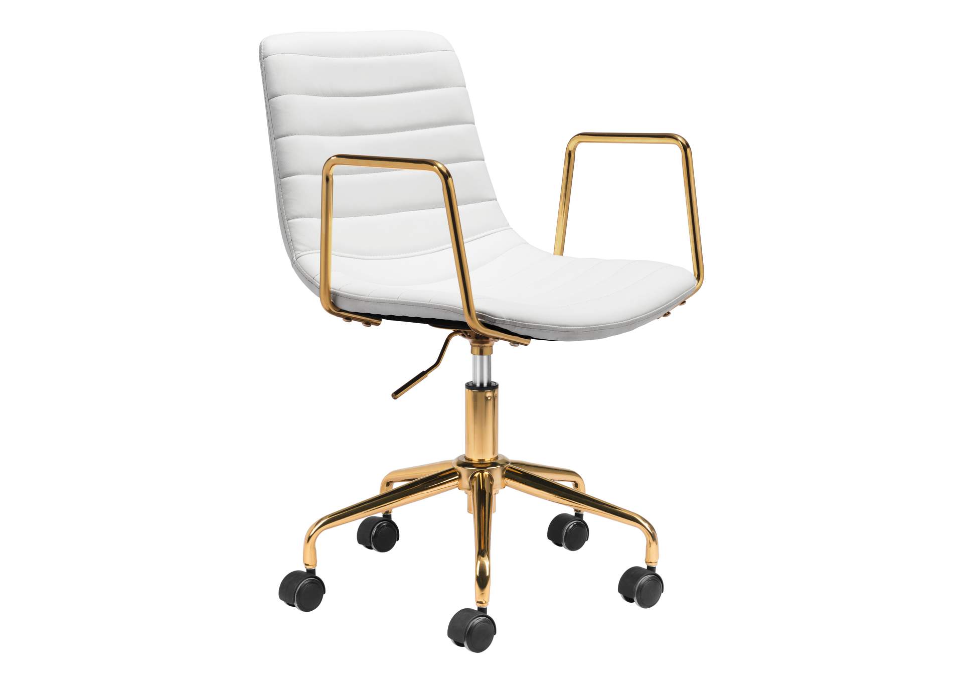 Eric Office Chair White & Gold,Zuo