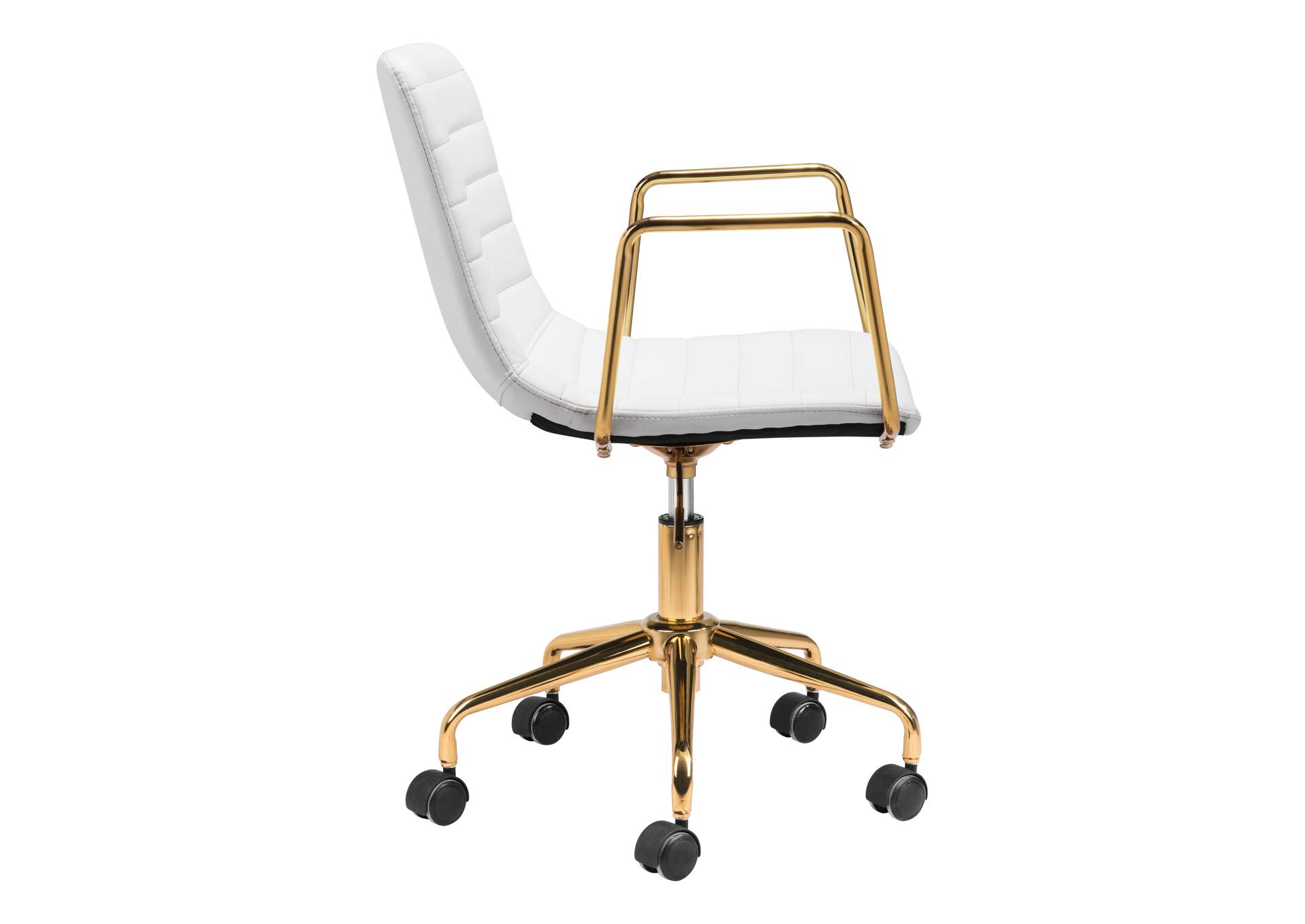 Eric Office Chair White & Gold,Zuo