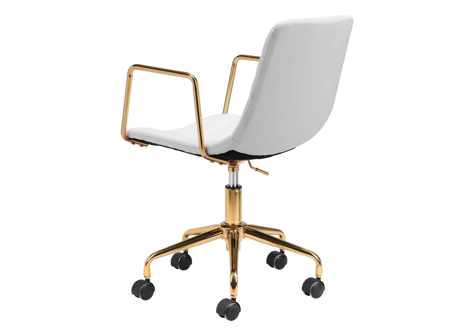 Eric Office Chair White & Gold,Zuo