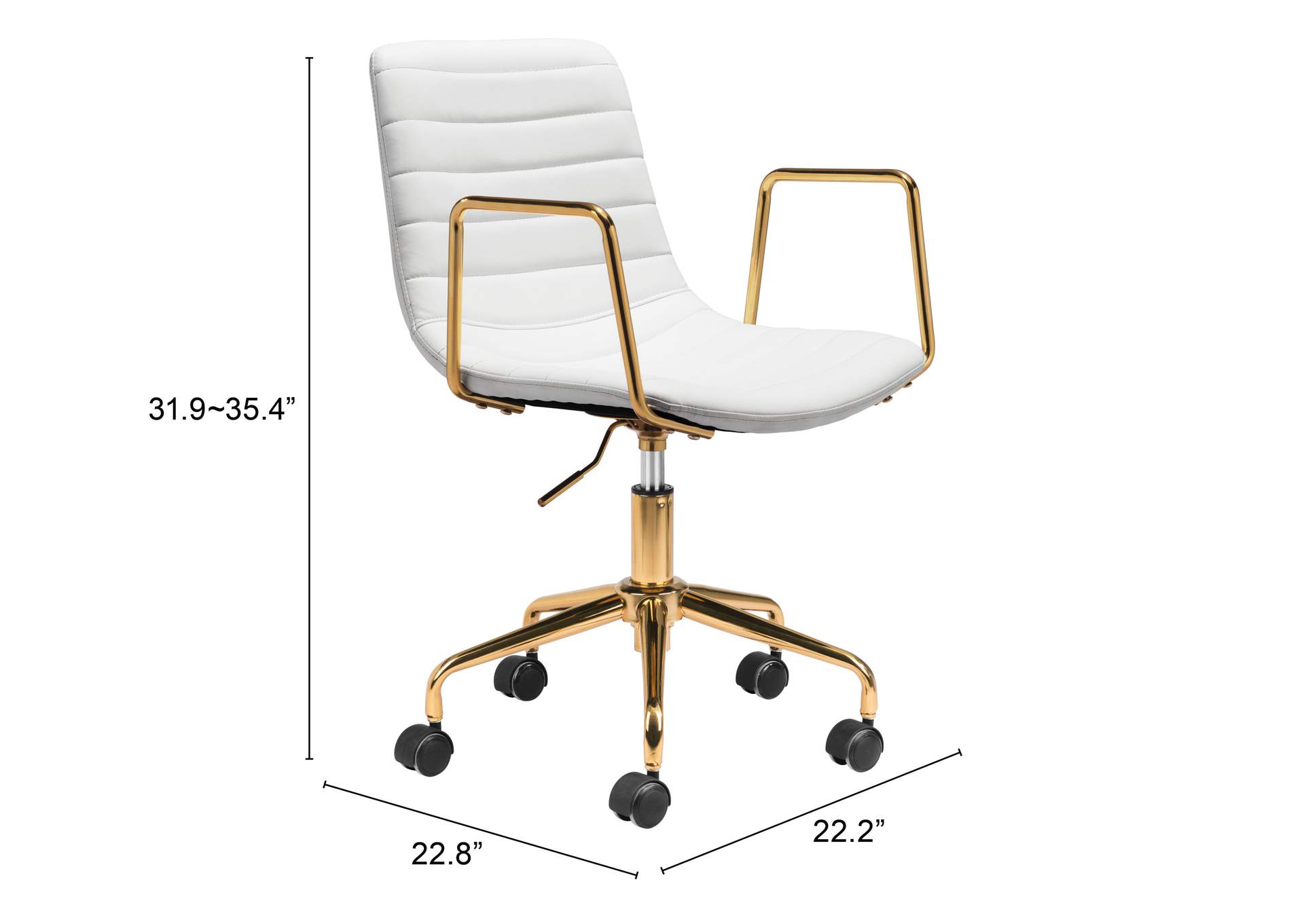 Eric Office Chair White & Gold,Zuo