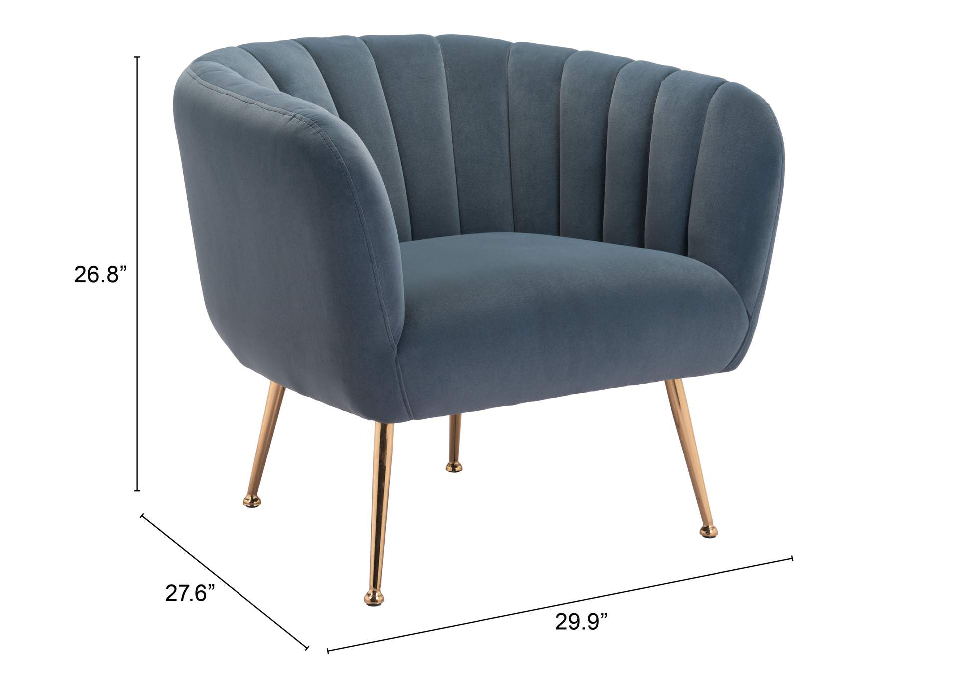 Deco Accent Chair Gray & Gold,Zuo