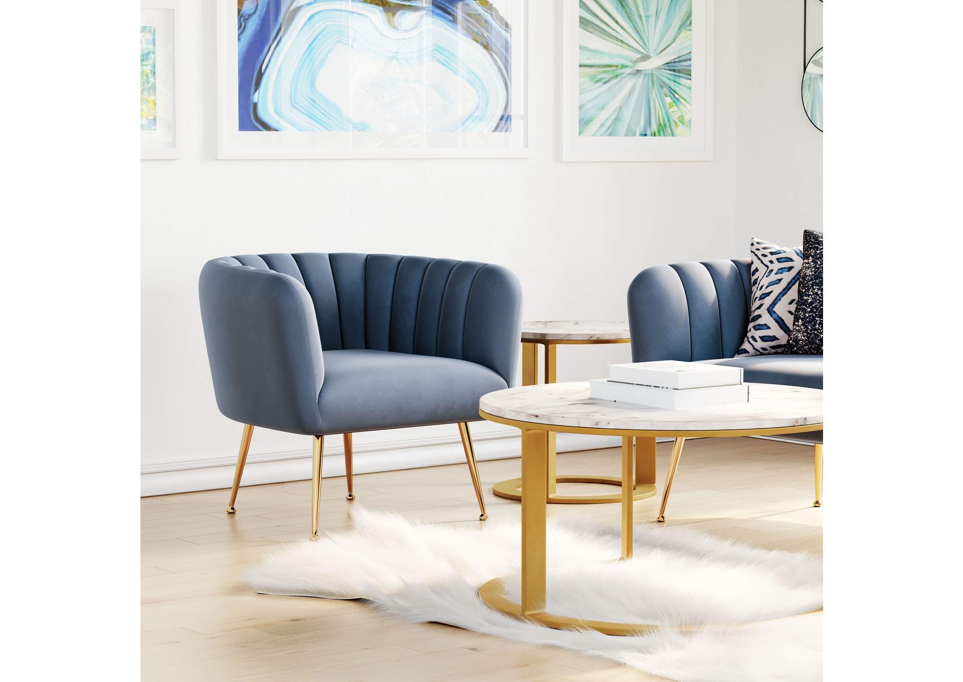 Deco Accent Chair Gray & Gold,Zuo