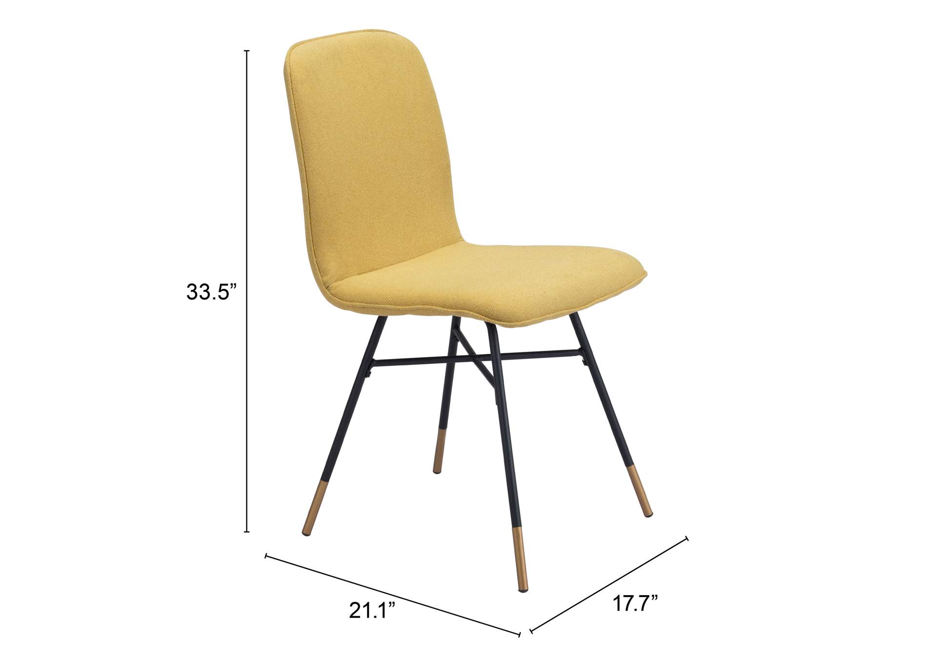 Var Dining Chair (Set Of 2) Yellow,Zuo