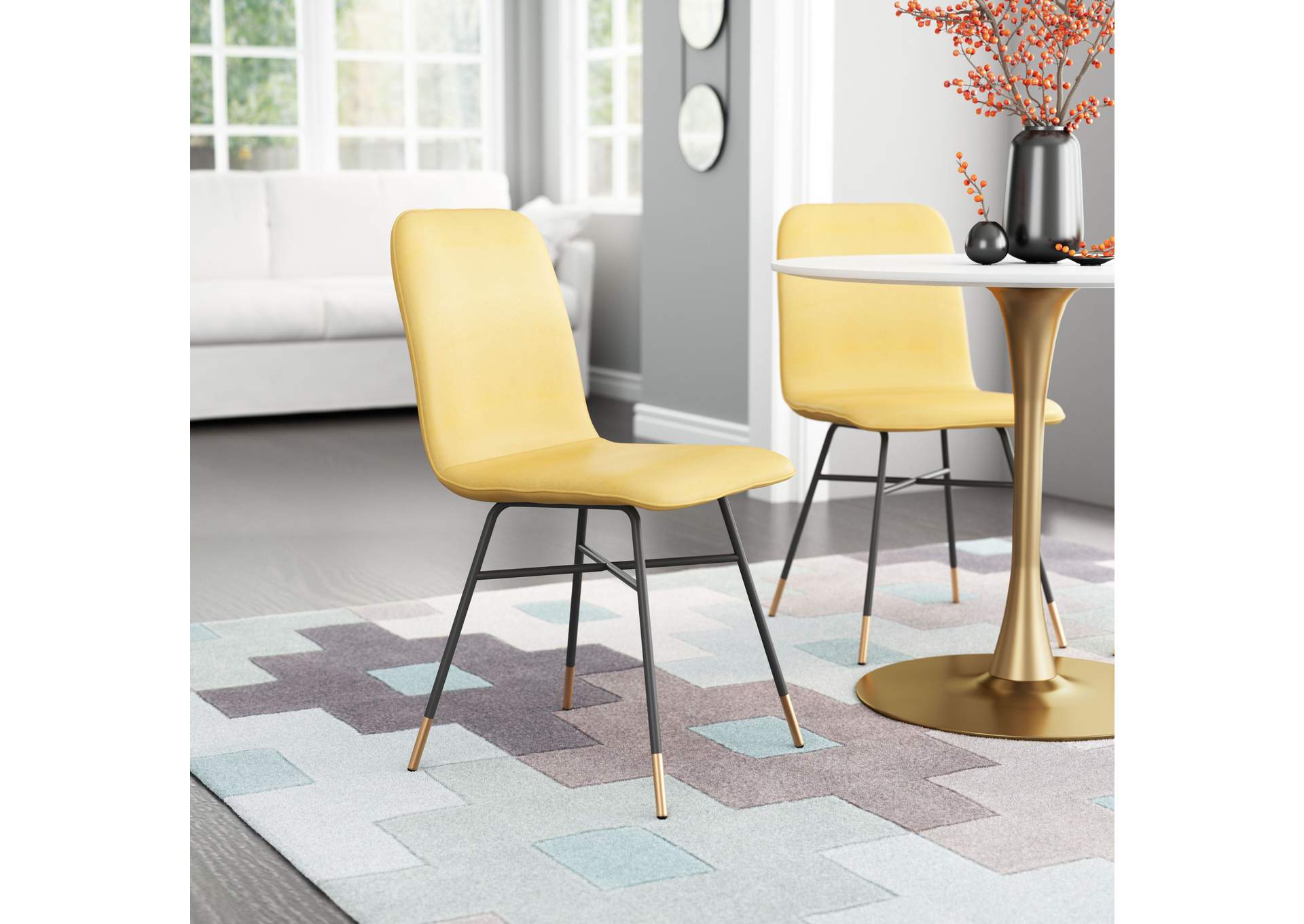 Var Dining Chair (Set Of 2) Yellow,Zuo