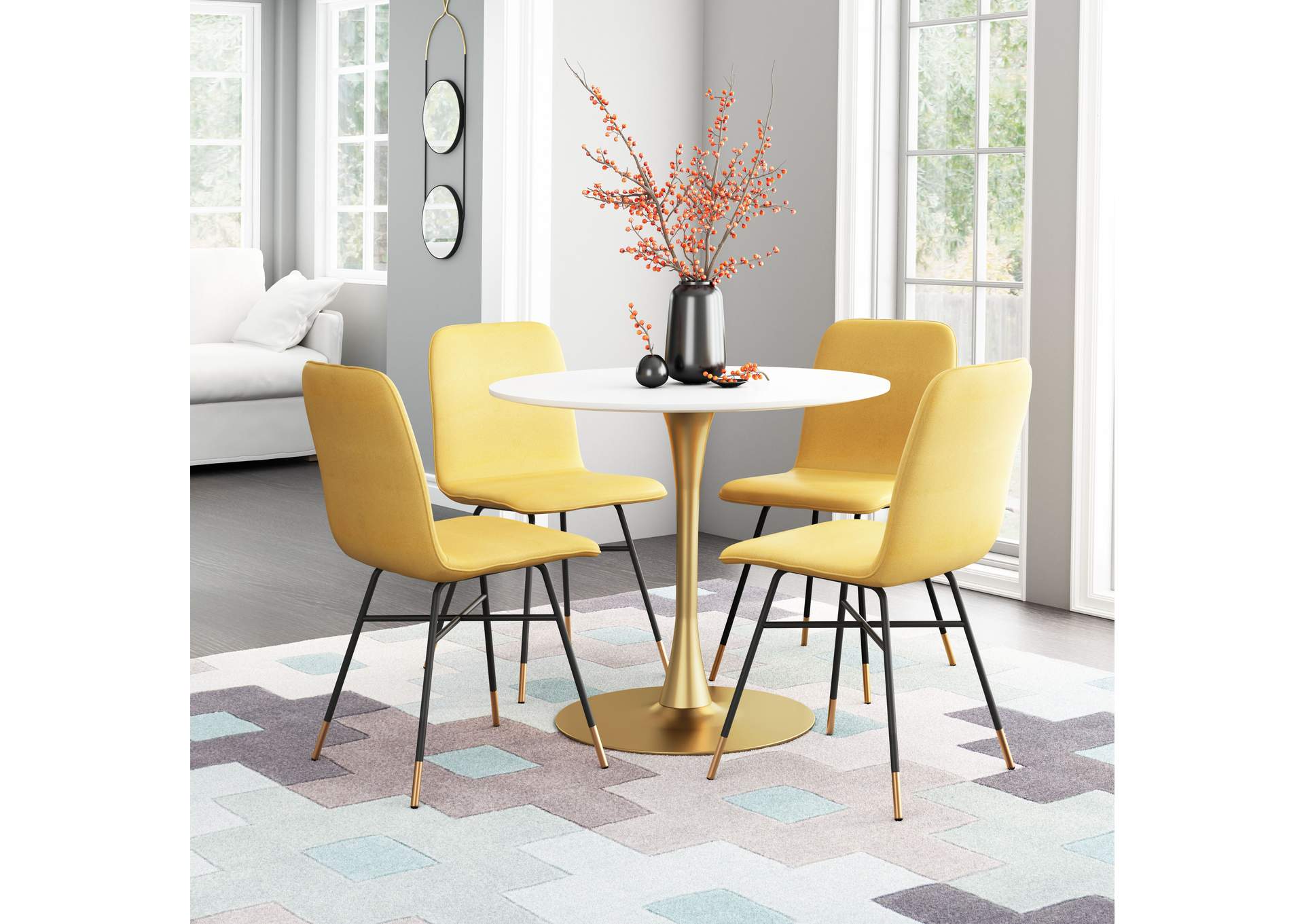 Var Dining Chair (Set Of 2) Yellow,Zuo