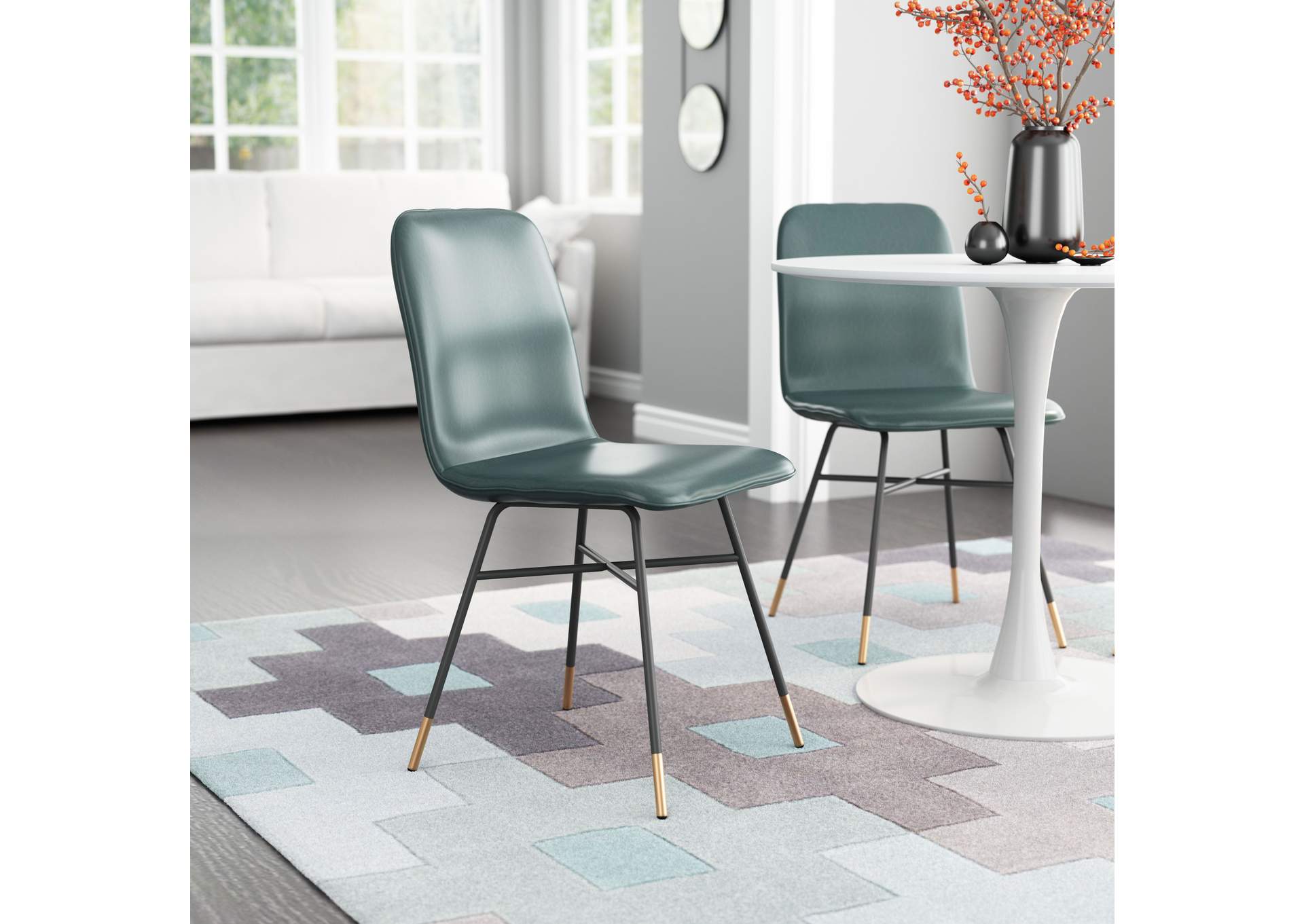 Var Dining Chair (Set Of 2) Green,Zuo