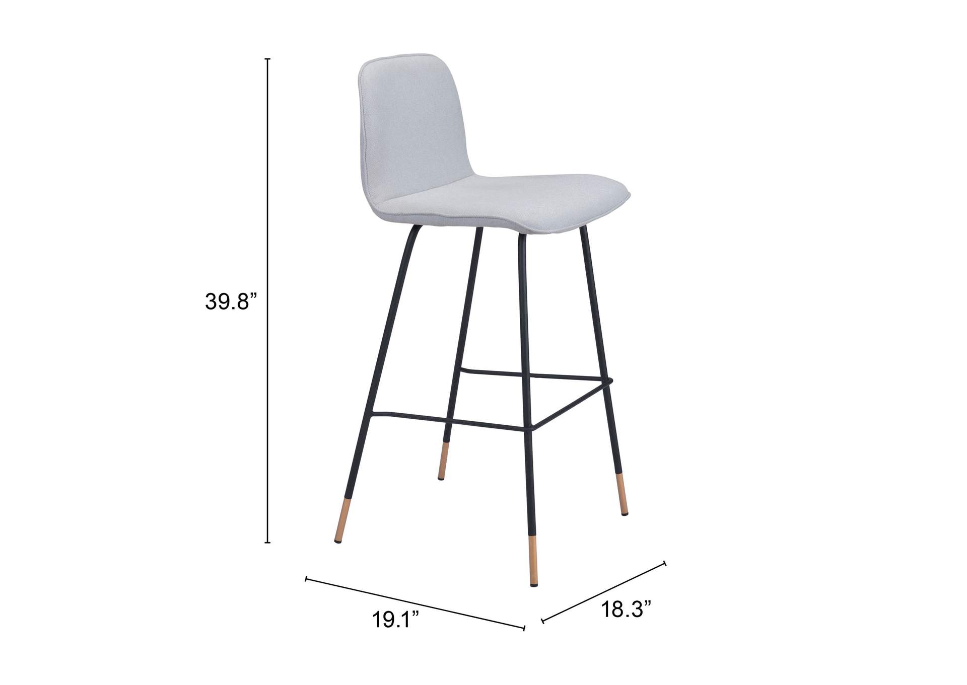 Gironde Barstool Light Gray,Zuo