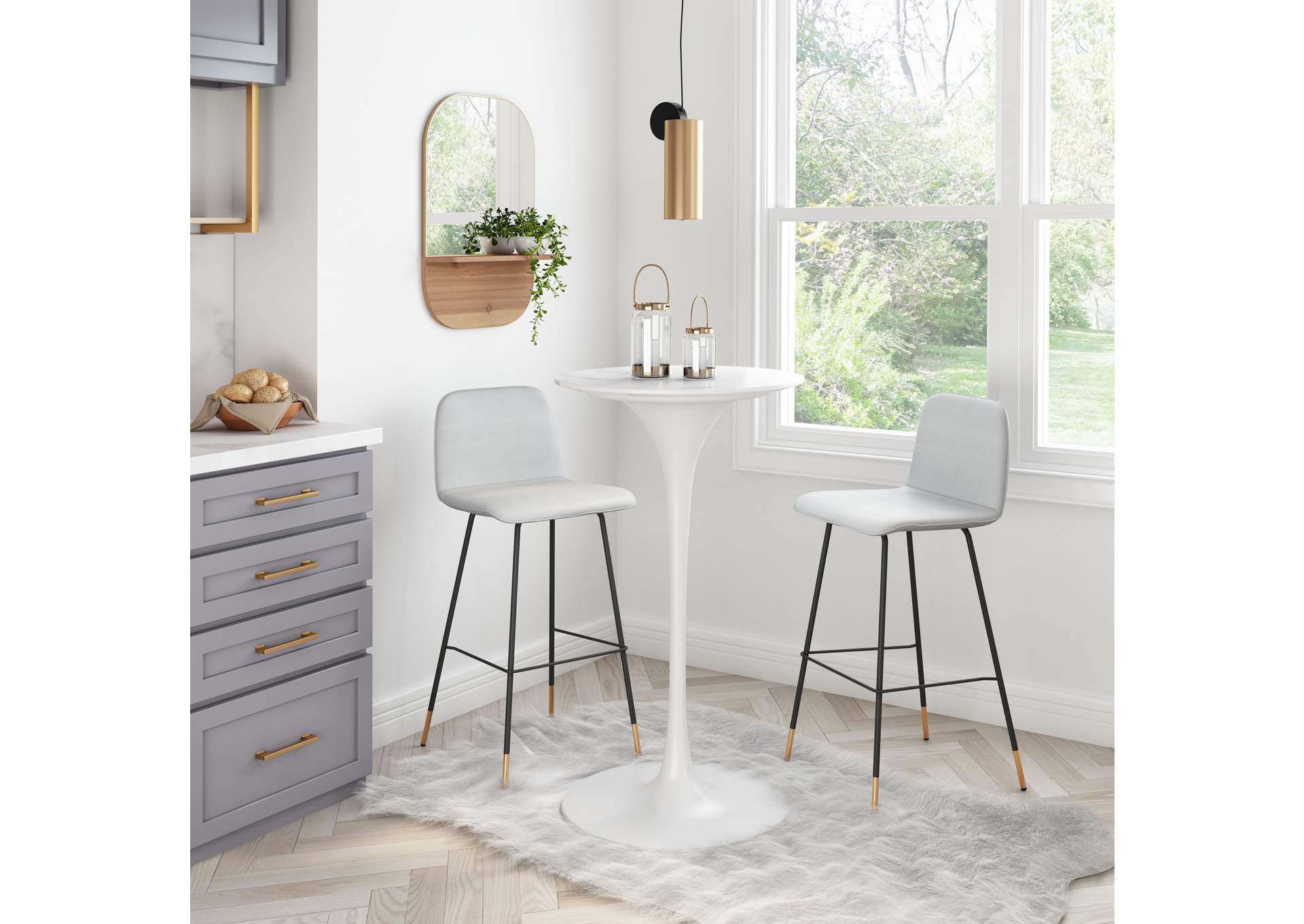 Gironde Barstool Light Gray,Zuo