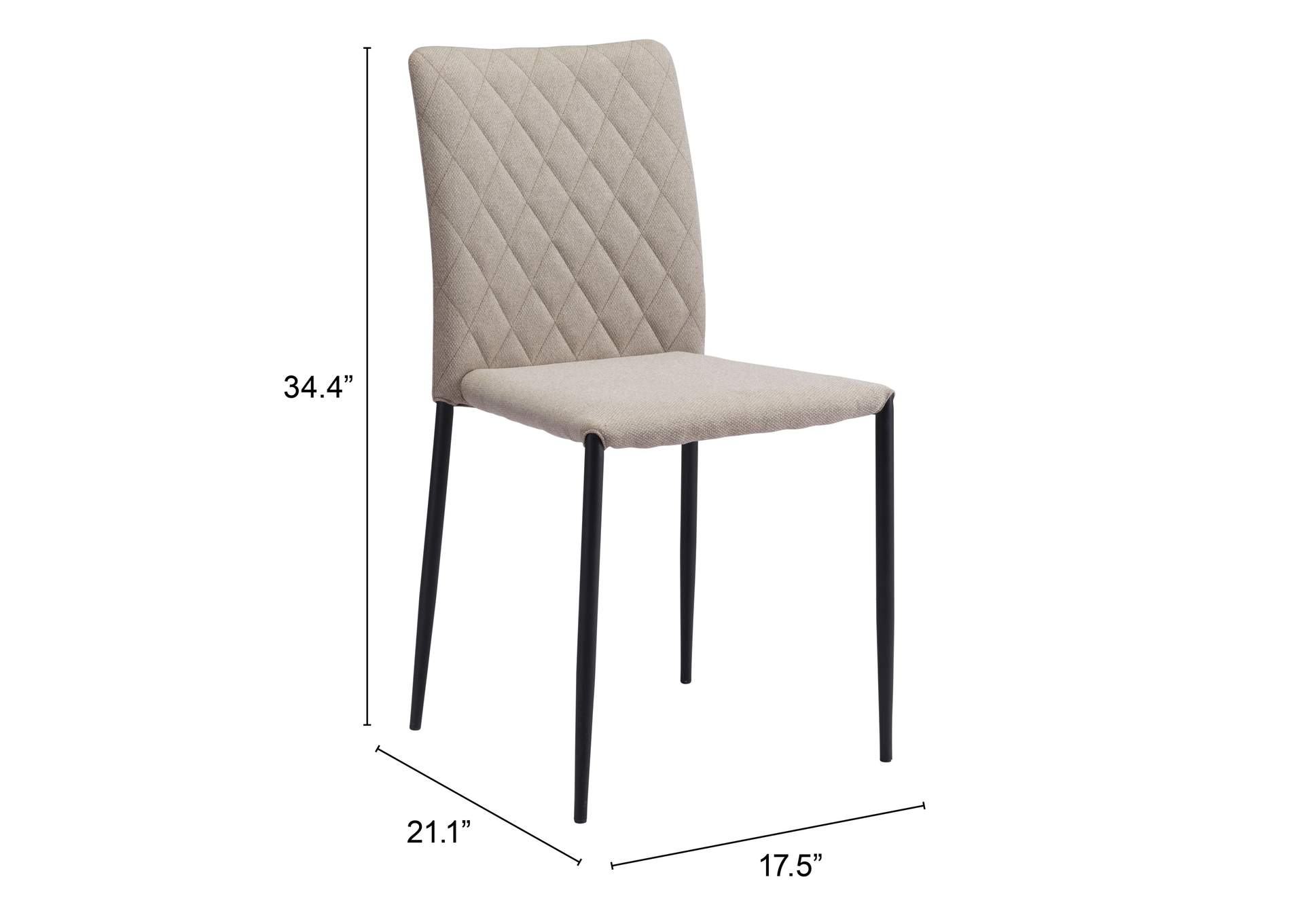 Harve Dining Chair (Set Of 2) Beige,Zuo