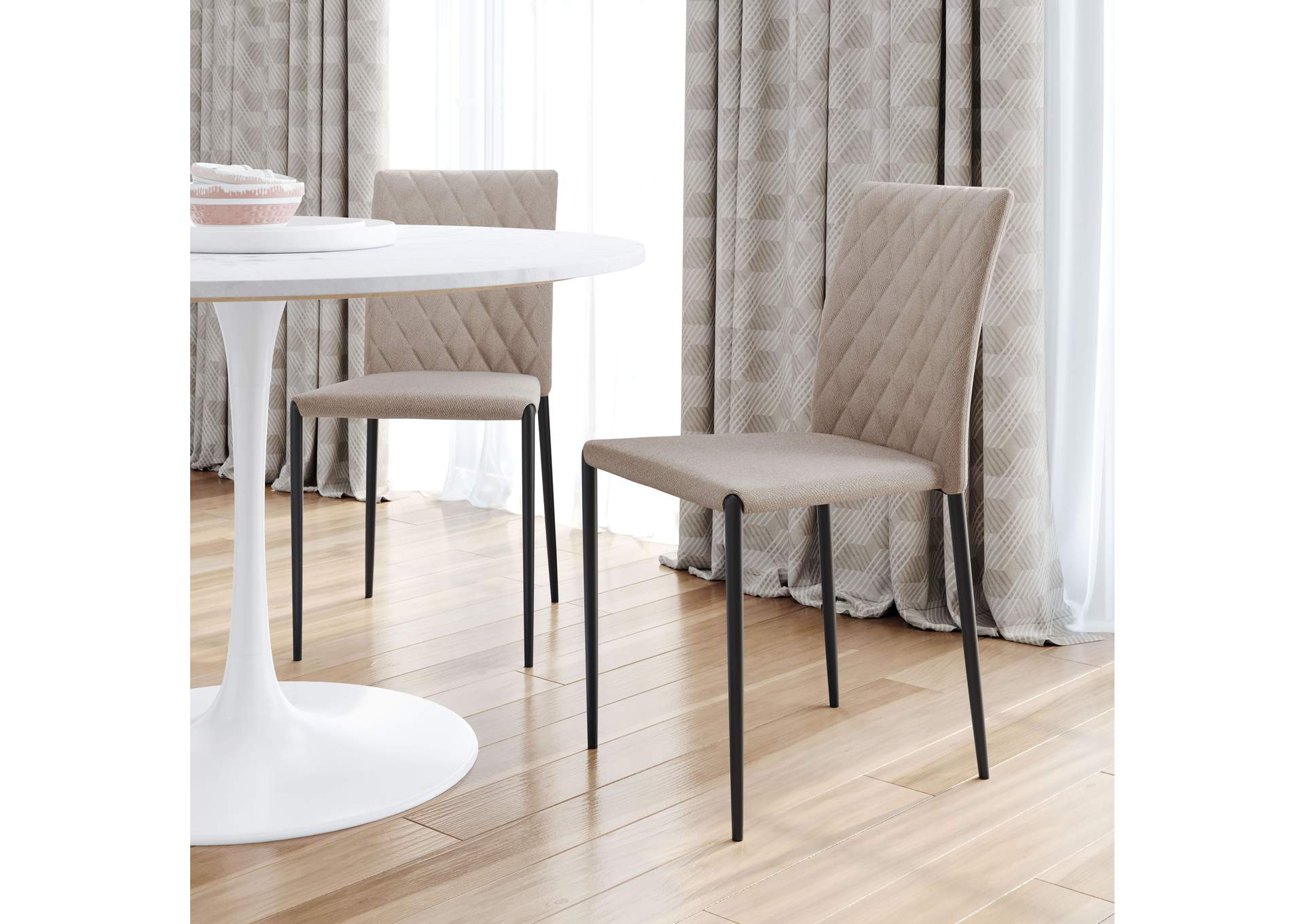 Harve Dining Chair (Set Of 2) Beige,Zuo