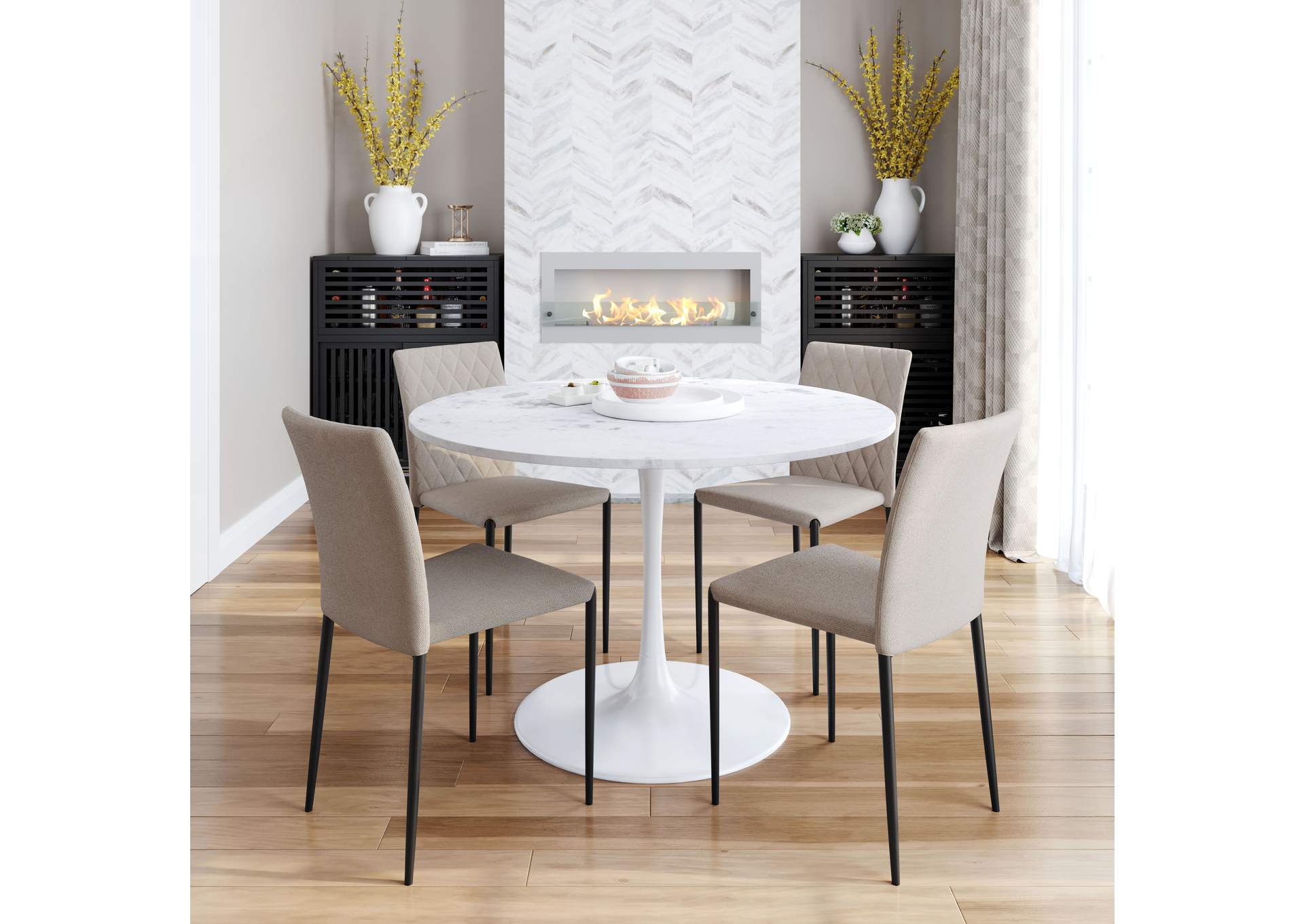 Harve Dining Chair (Set Of 2) Beige,Zuo