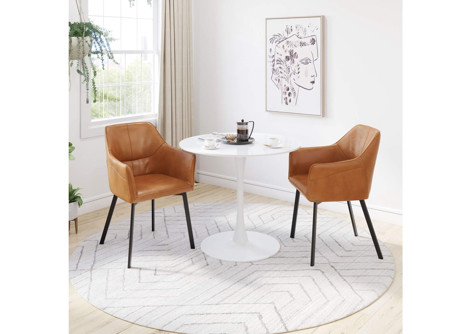Loiret Dining Chair (Set Of 2) Brown,Zuo