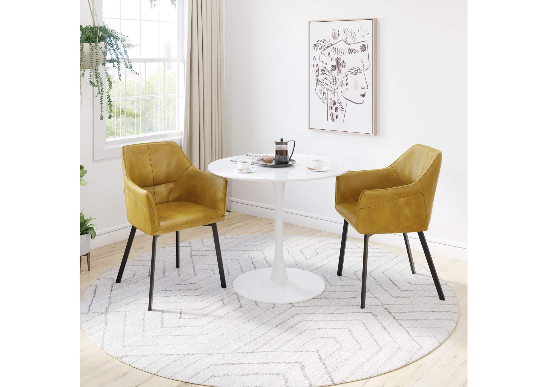 Loiret Dining Chair (Set Of 2) Yellow,Zuo