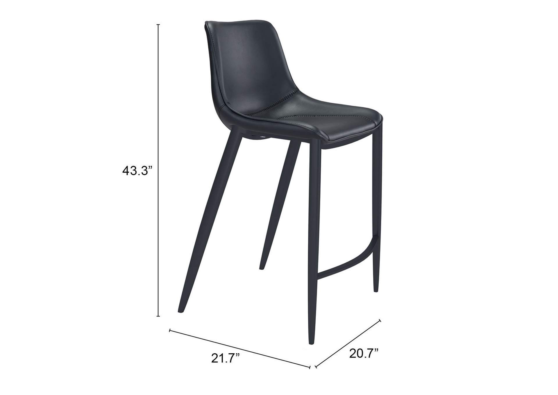 Magnus Barstool (Set Of 2) Black,Zuo