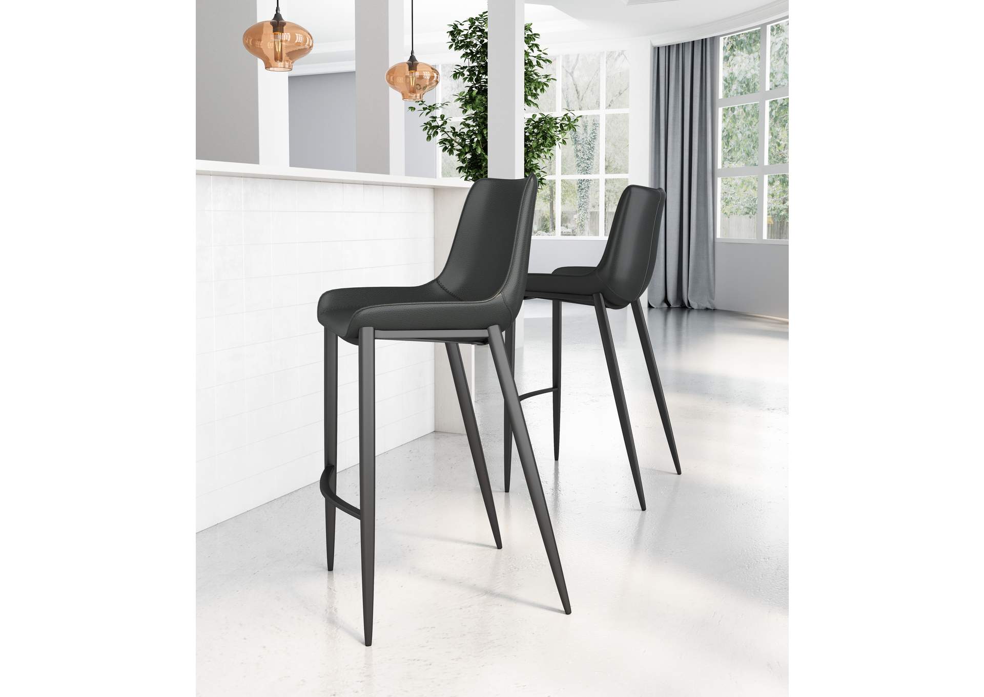 Magnus Barstool (Set Of 2) Black,Zuo